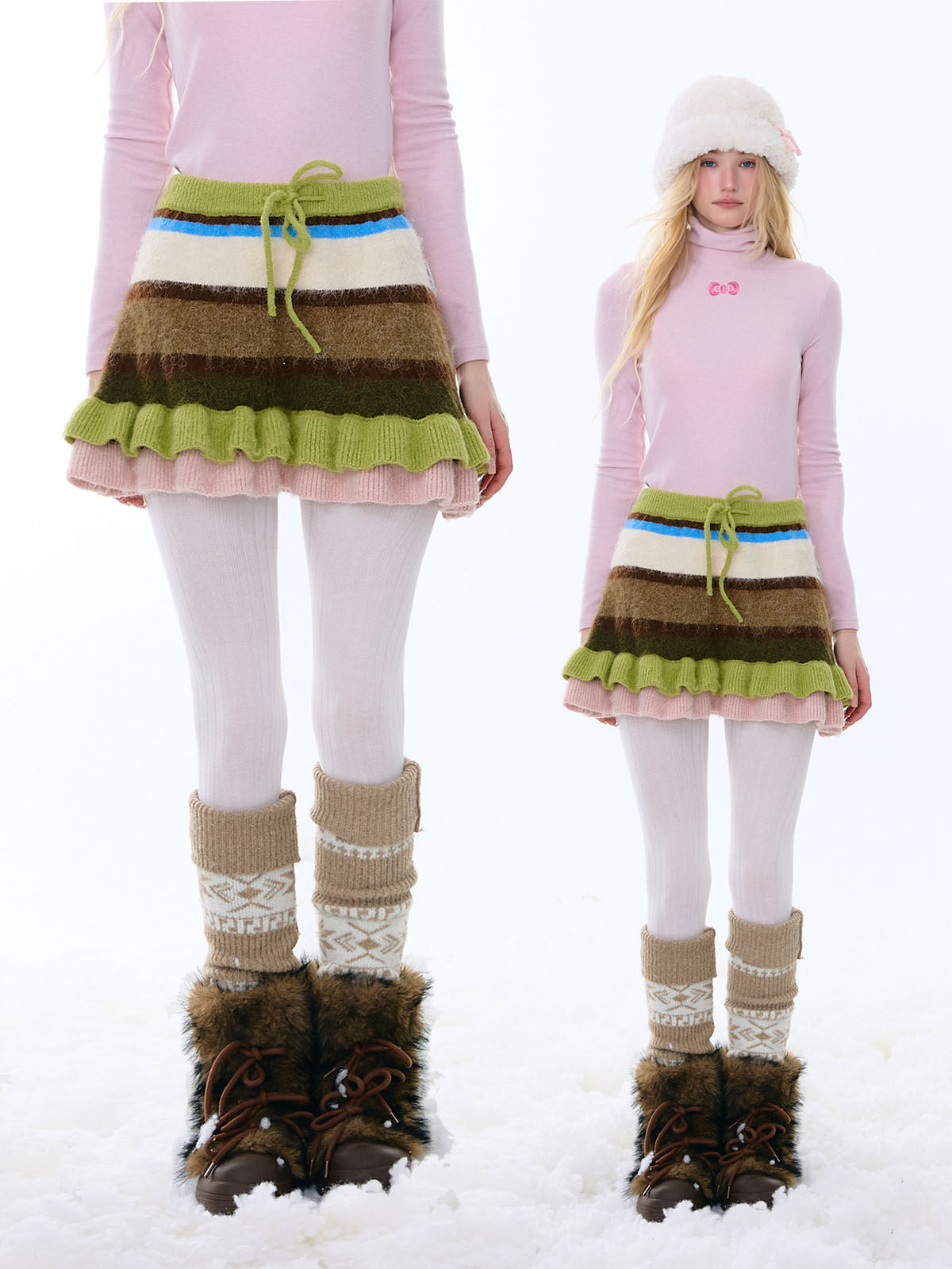 Girly Kei Striped Knit Skirt - ziziFei by Land Decora
