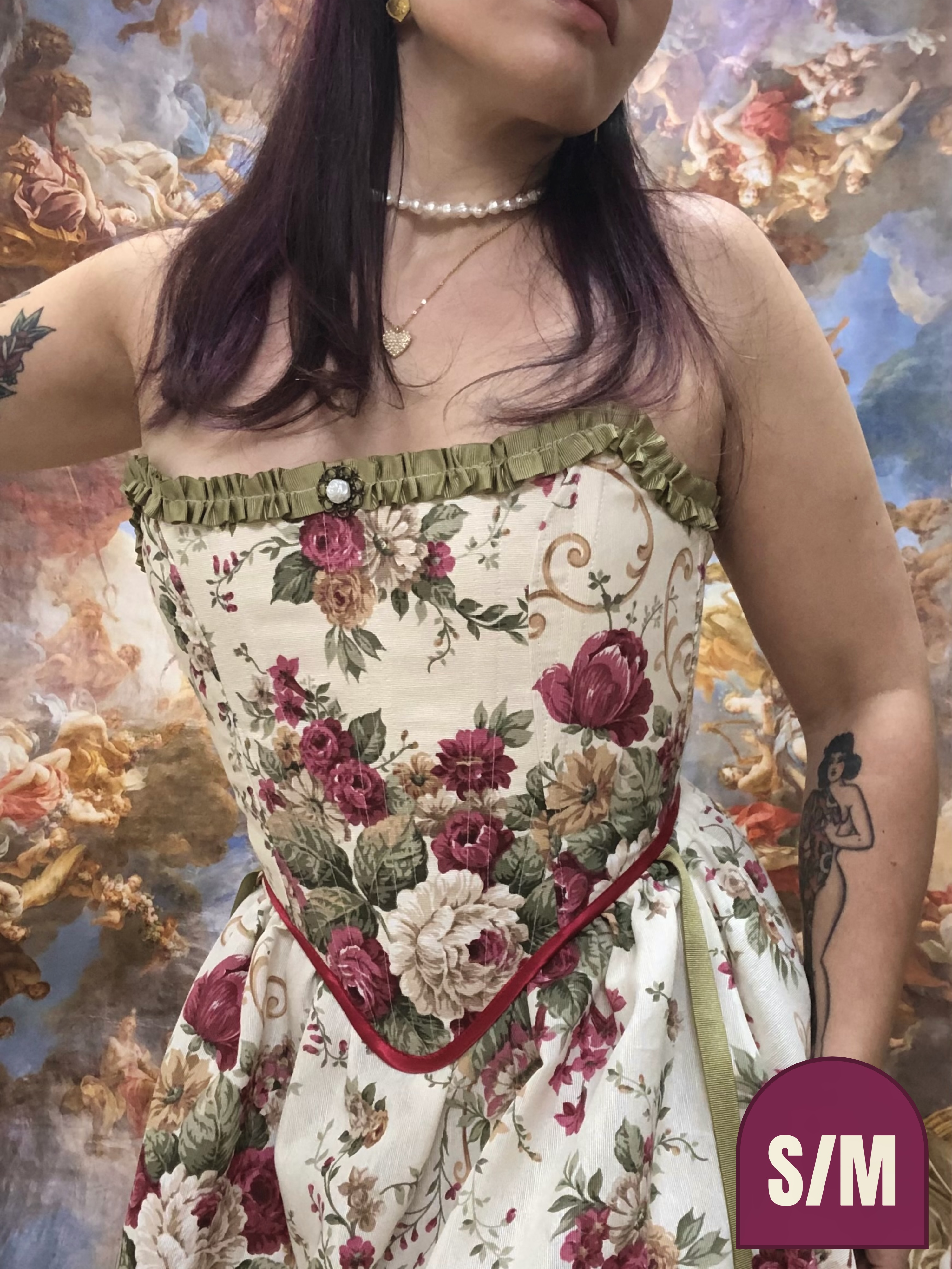 Vintage Floral Corset (Defective) by Emjota Studio