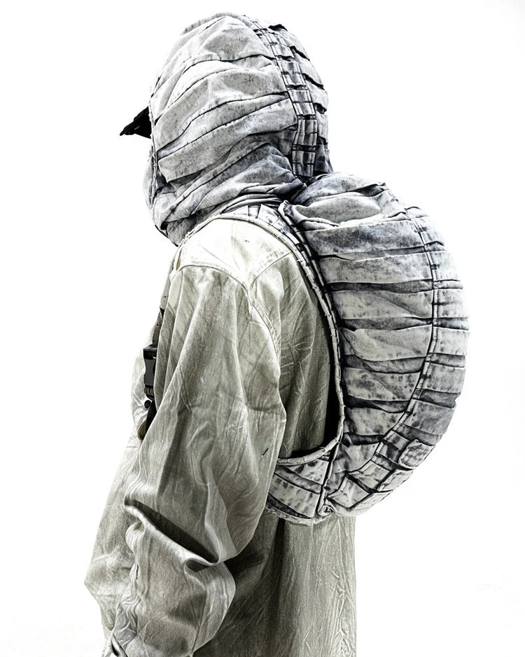 PLEATED TIE-DYE DECONSTRUCTED HOOD VEST BACKPACK by OFFCULTURE