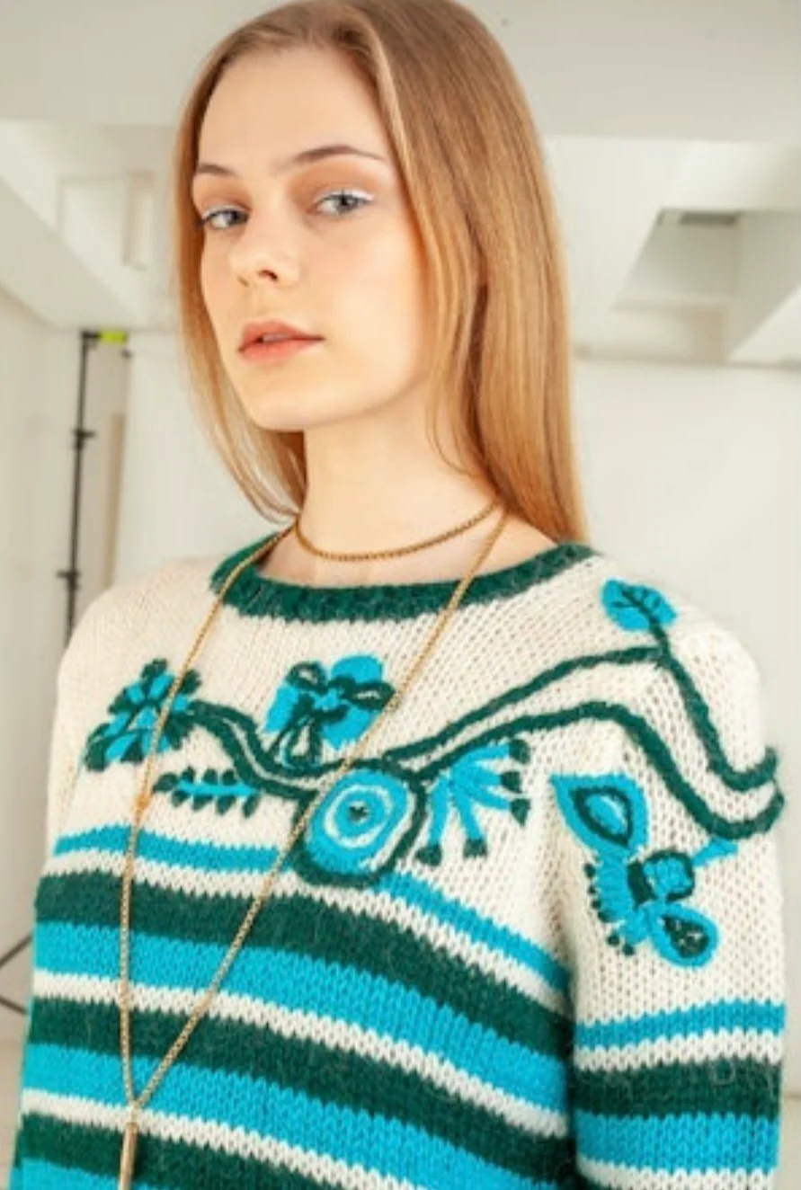 Happy Sheep Handmade Stripes Sweater by Sierra Deene
