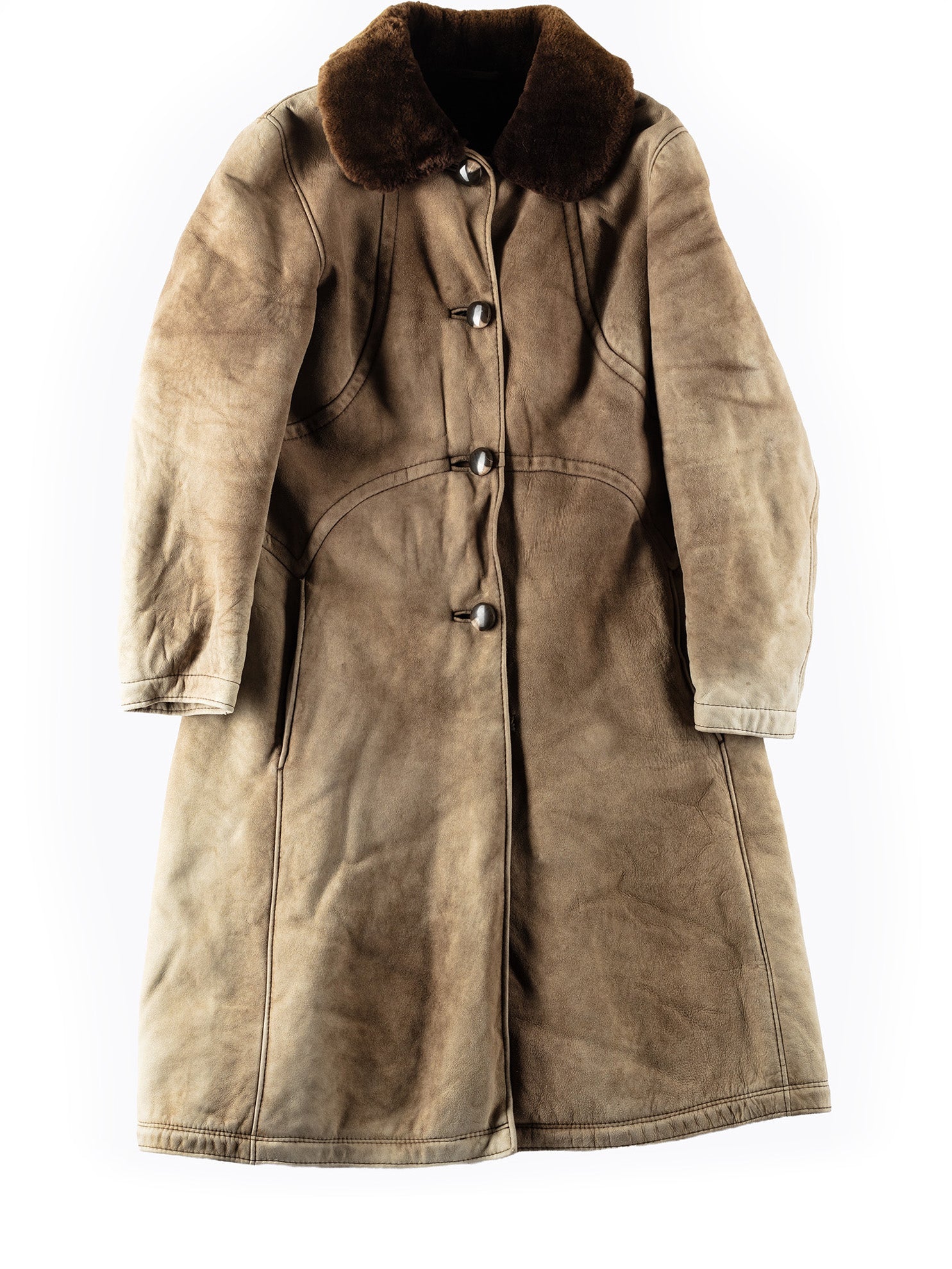 Vintage 70's Women Sheepskin Penny Lane Coat in Beige by Northern Grip
