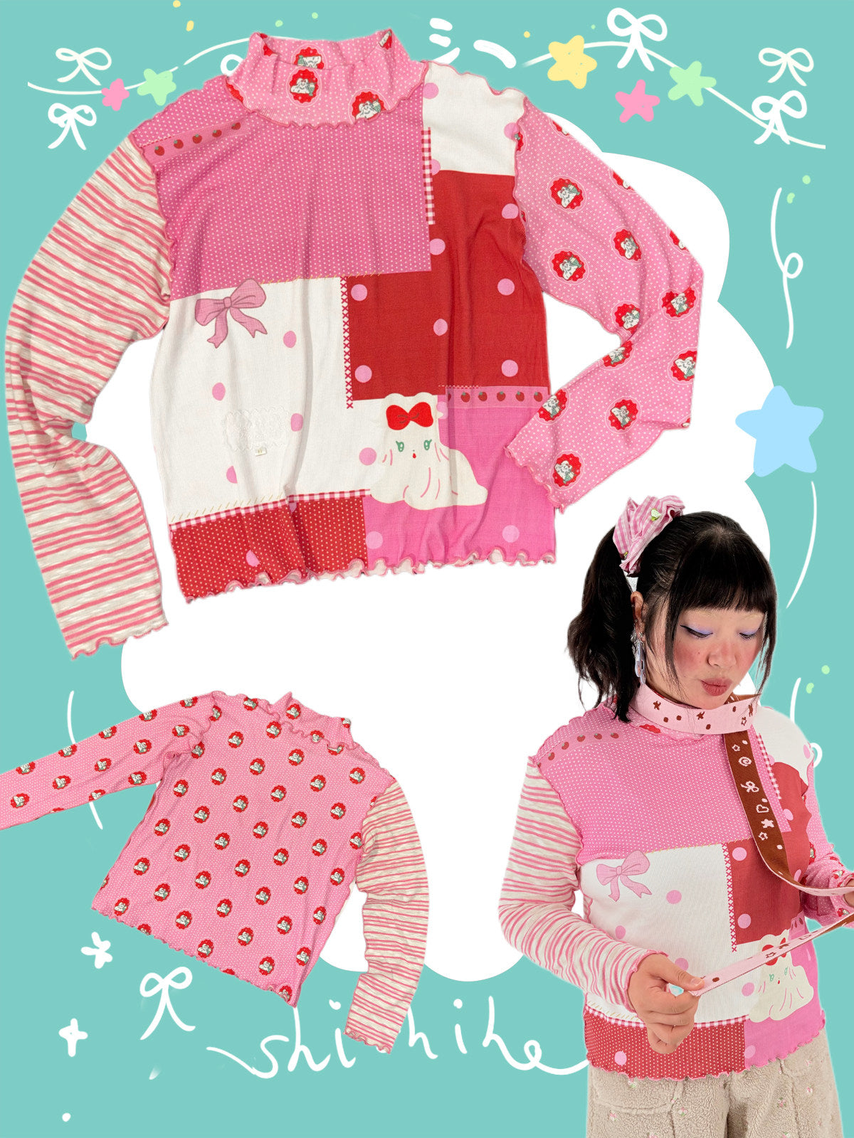 Kawaii Patchwork Cotton Top - shishihshop by Land Decora