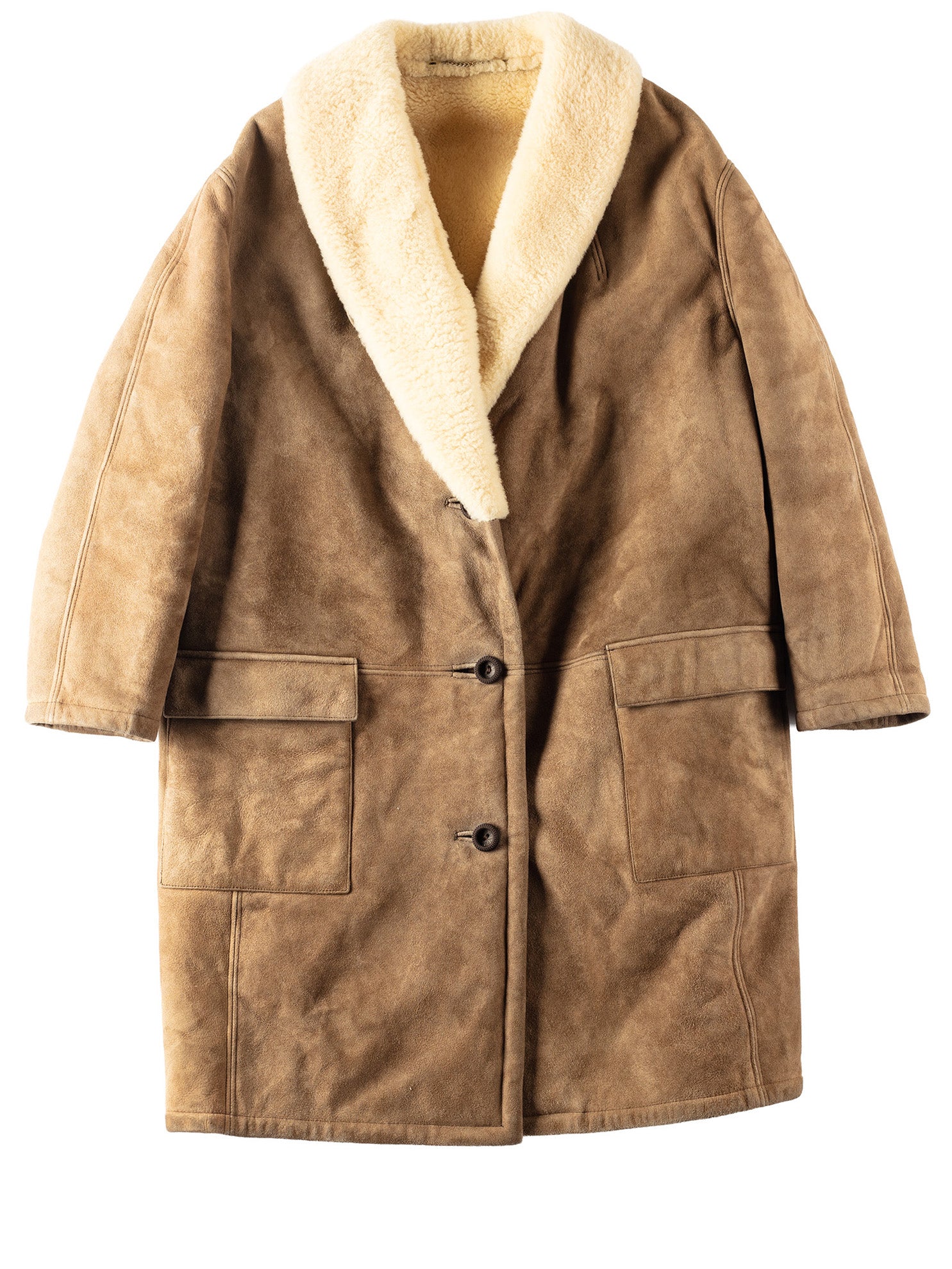Vintage 70's Women Sheepskin Penny Lane Coat in Brown by Northern Grip