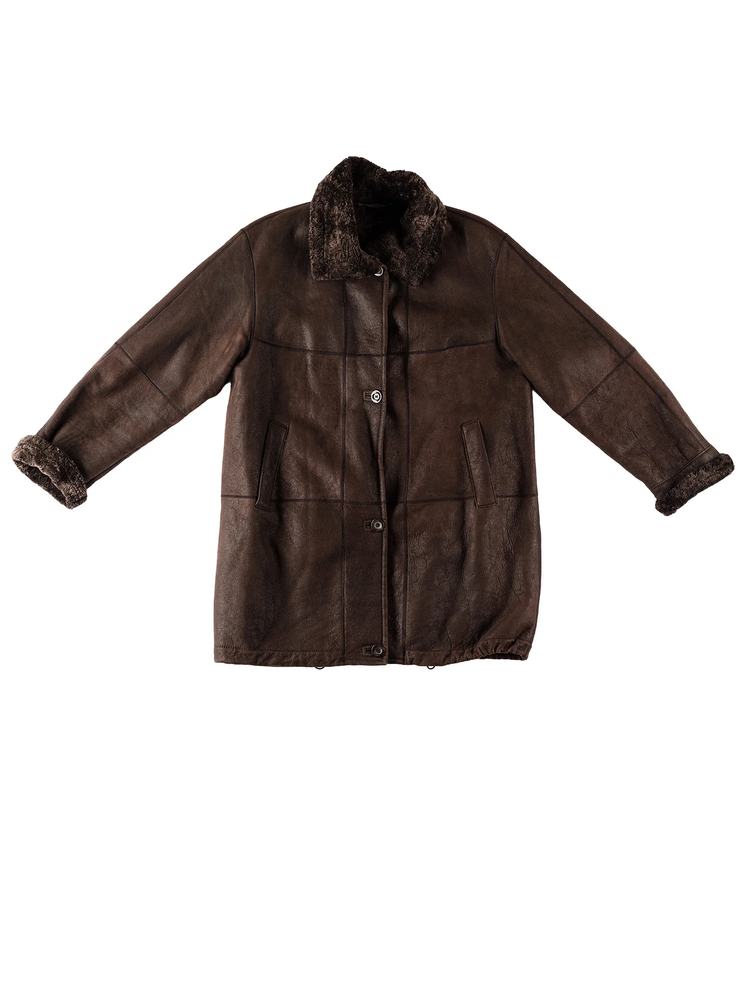 Vintage 80's Women Sheepskin Coat in Brown by Northern Grip