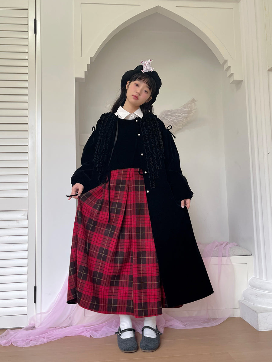 Harajuku Coat Daytoday Everyday Institute Velvet Ruffle Long Vintage Trench Coat by Land Decora