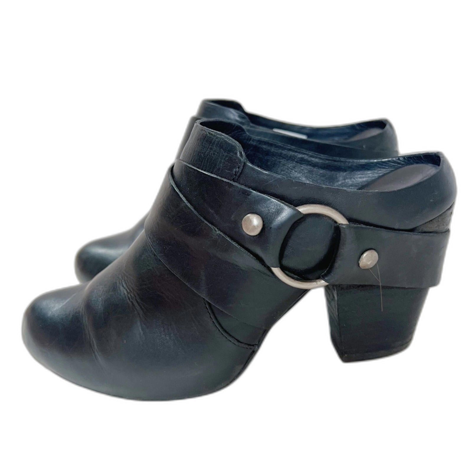 Kork-Ease Courtney Harness Slip On Biker Bootie Mule Black Leather Siz by Hot Girl Secondhand
