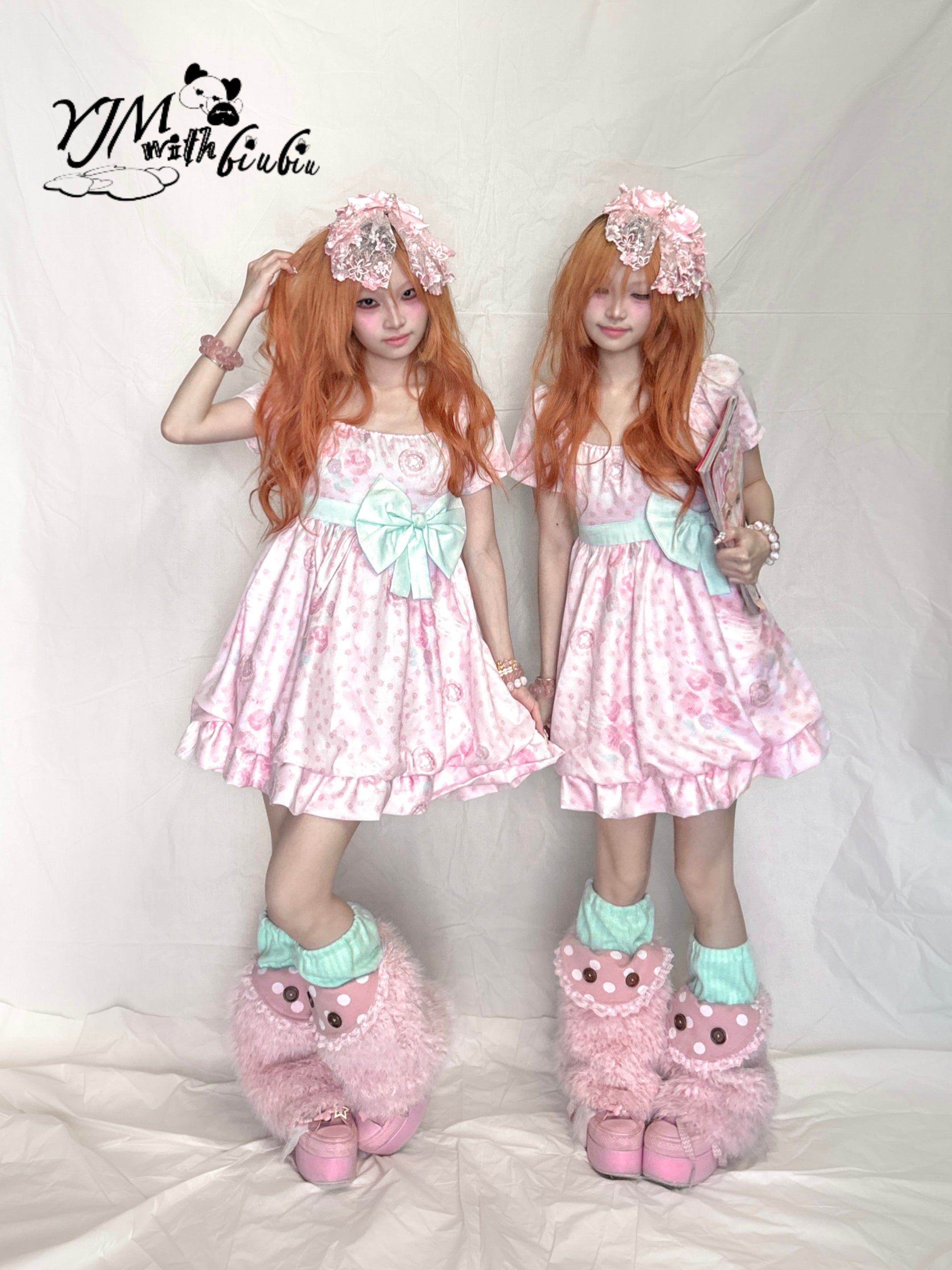 Mint Floral Vintage Chiffon Dress - YJM with biubiu by Land Decora