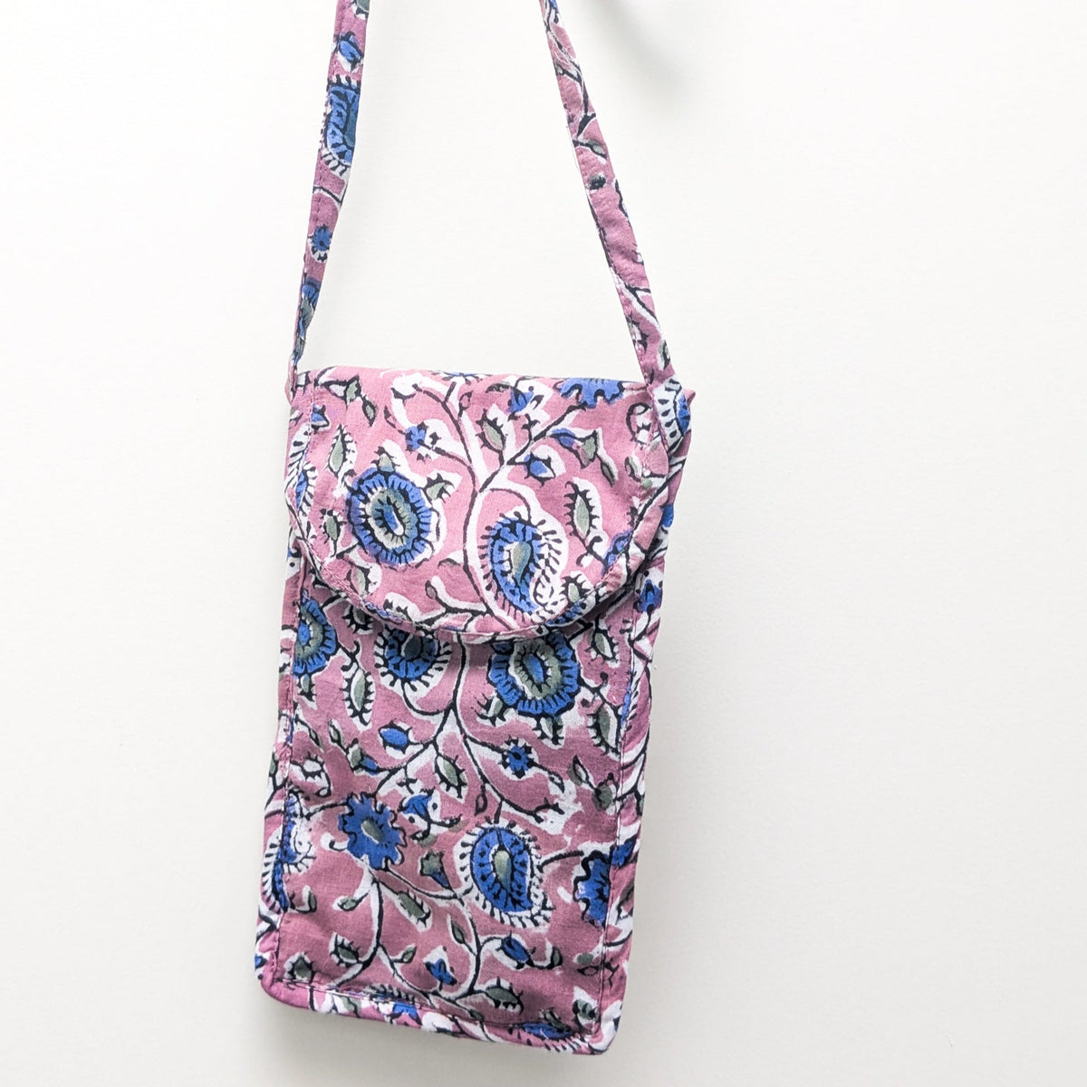 Lavender Block-Printed Crossbody Mobile Phone Cell Phone Bag With Slim by Shakti.ism