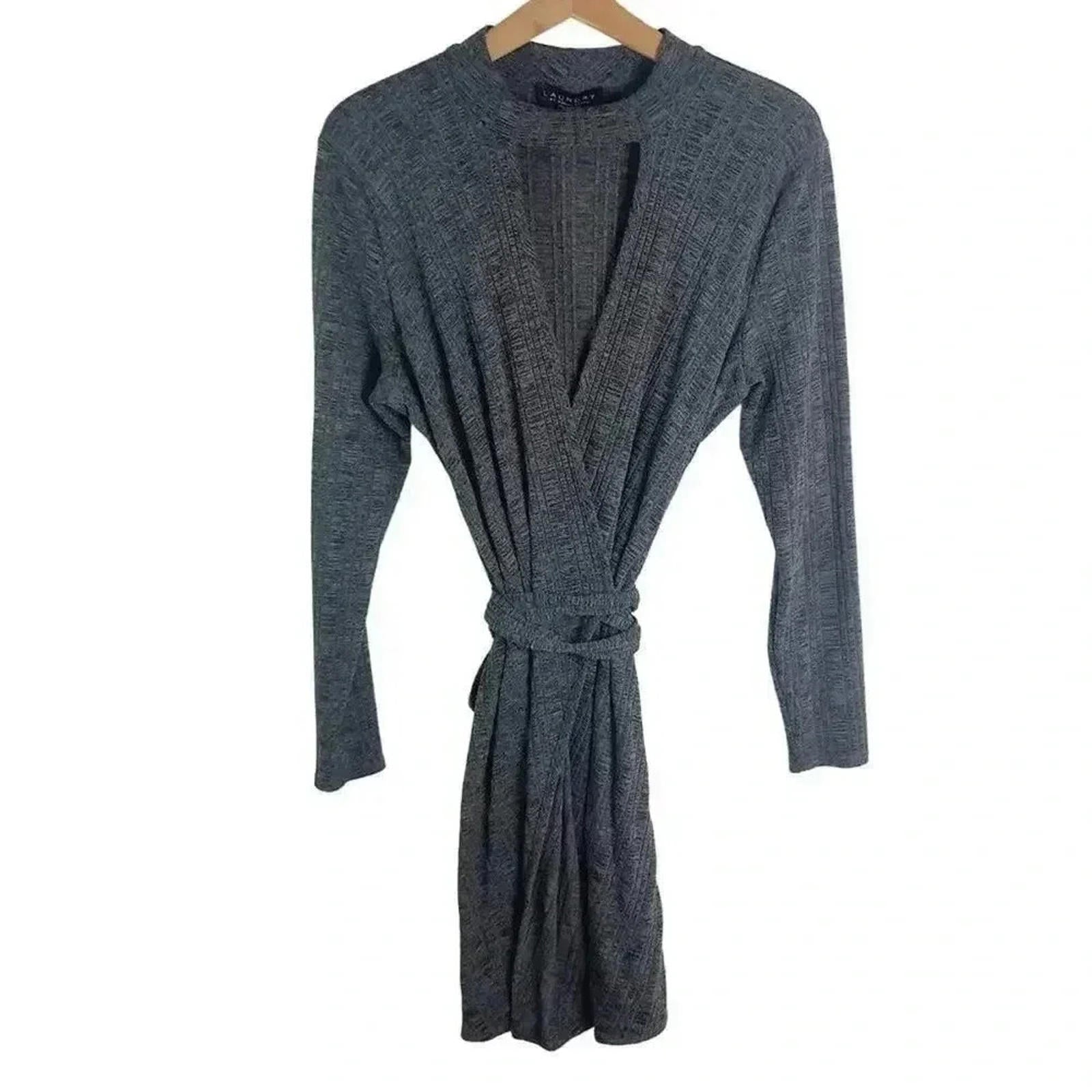 Laundry by Shelli Segal Grey Heathered Ribbed Keyhole Dress Women's Si by Hot Girl Secondhand