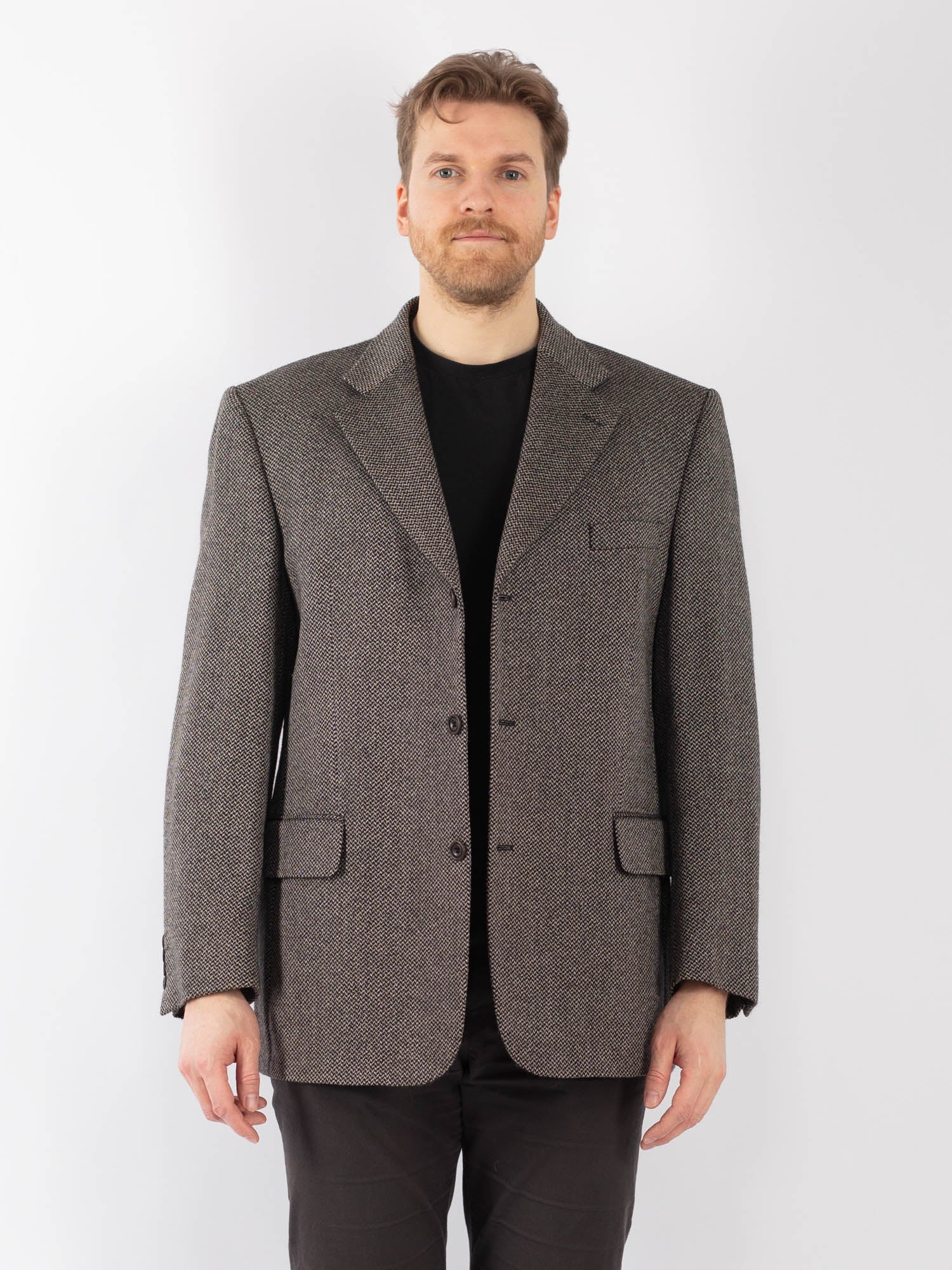 Vintage 90's Men Wool Blazer Jacket in Gray by Northern Grip