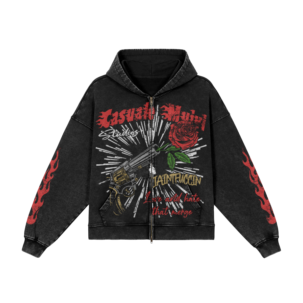 Guns & Roses Zip Up Hoodie by Casuale Muivi