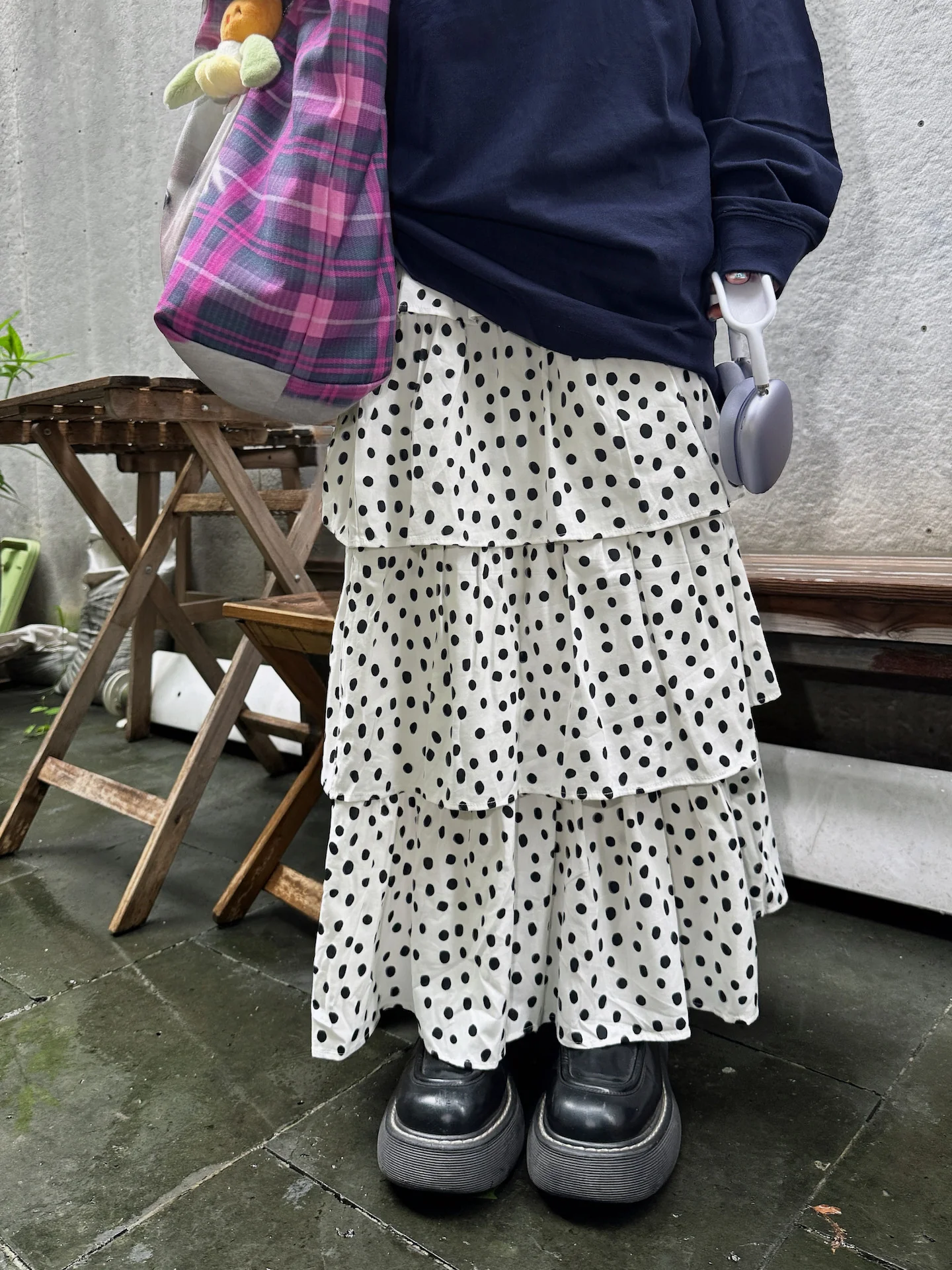 Kawaii Polka Dot Maxi Skirt - BunnyBunnyGun by Land Decora