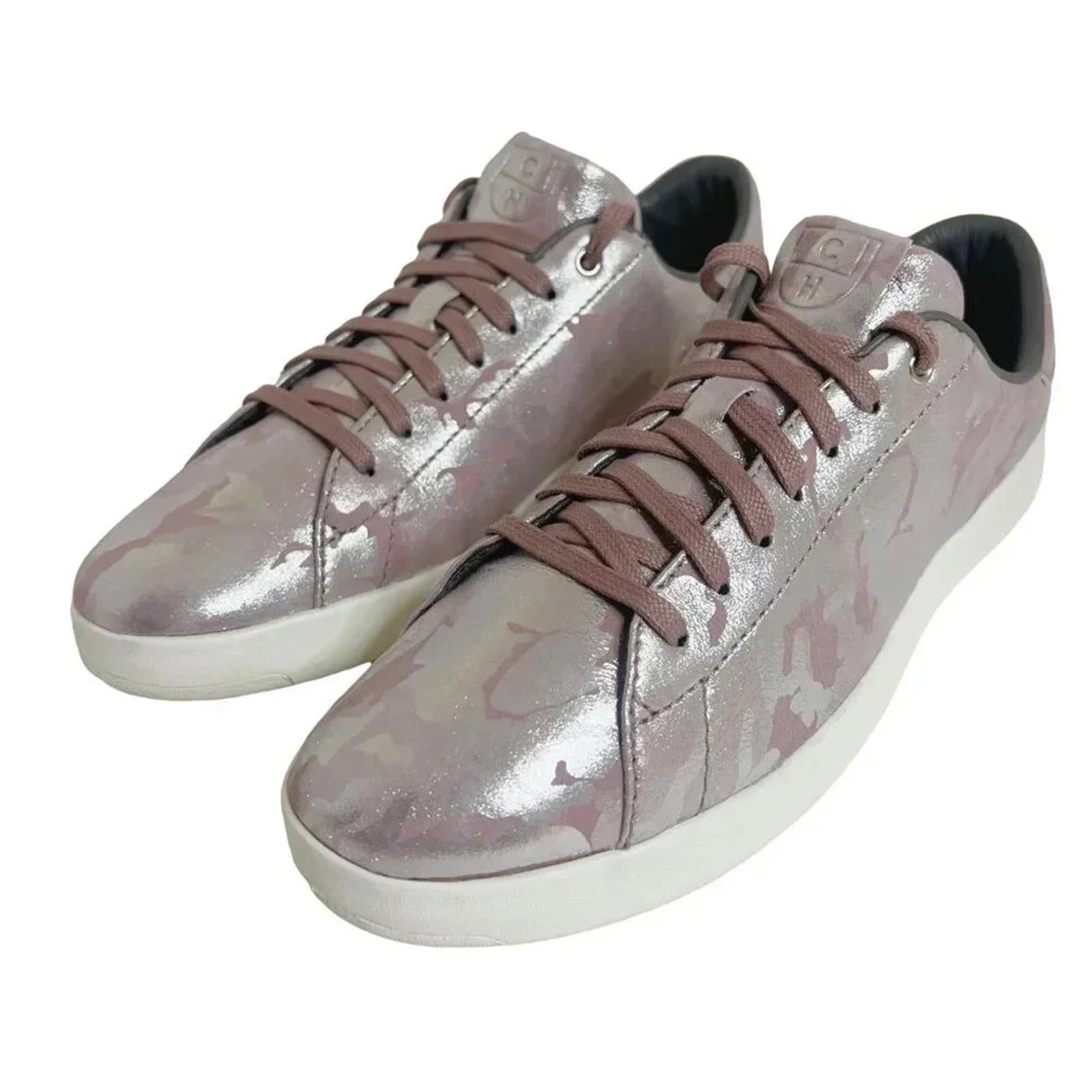 Cole Haan Grandpro Tennis Shoe Pink Metallic Camo Leather Women's Size by Hot Girl Secondhand