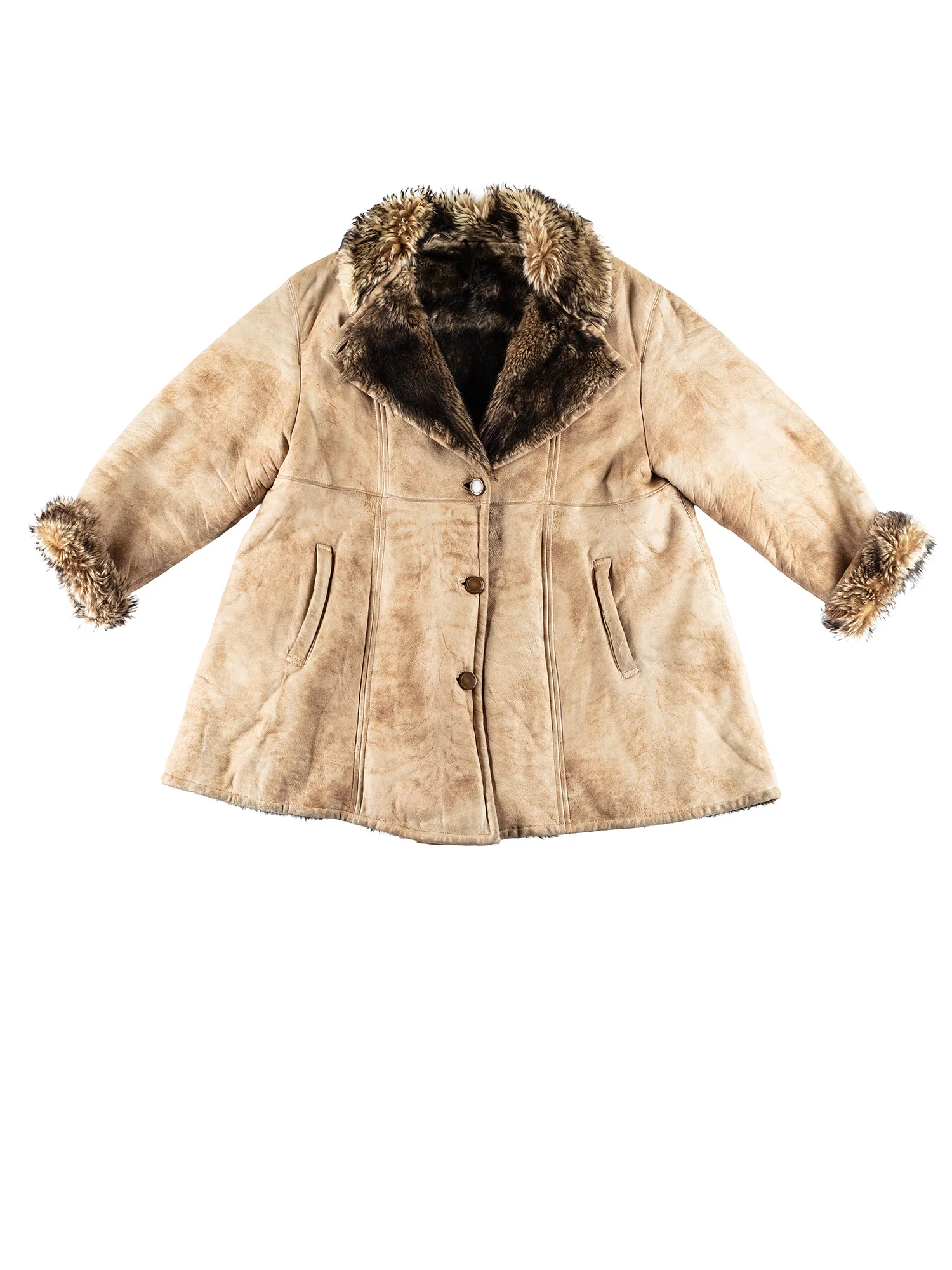 Vintage 80's Women Sheepskin Coat in Beige by Northern Grip