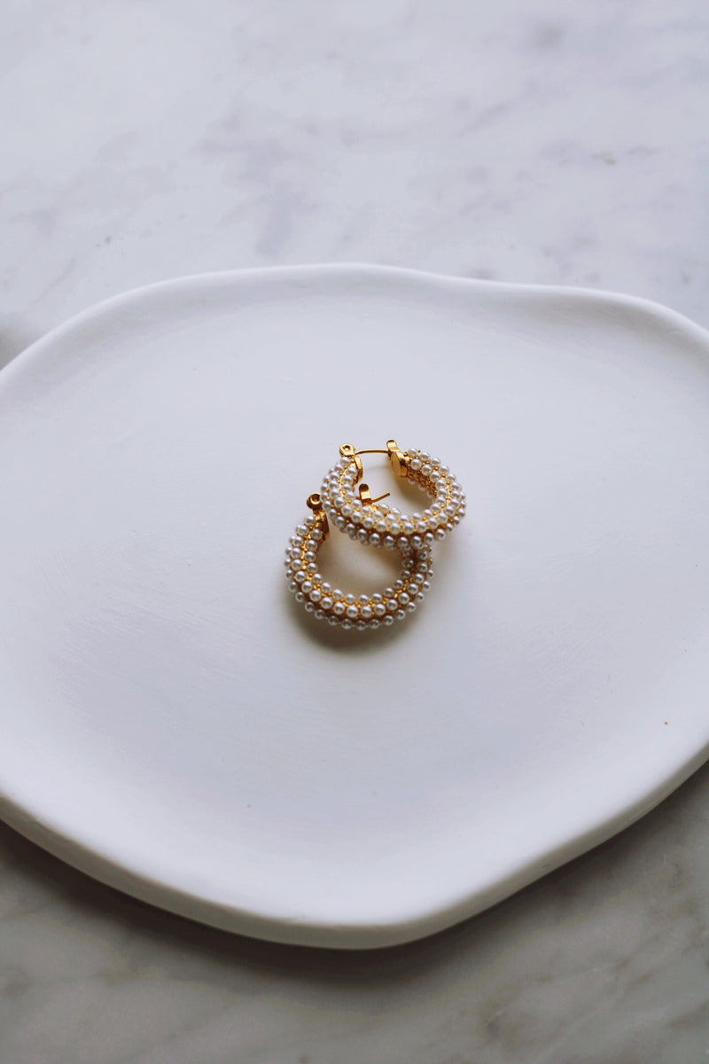 CAPRI PEARL HOOPS (WATERPROOF & 18K GOLD PLATED) by RAËLIV