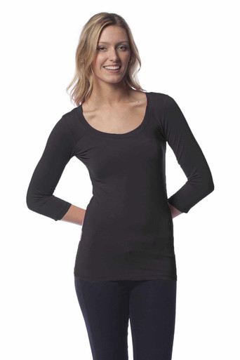 3/4 Sleeve Modal Scoop Neck Top by A to Z Tees