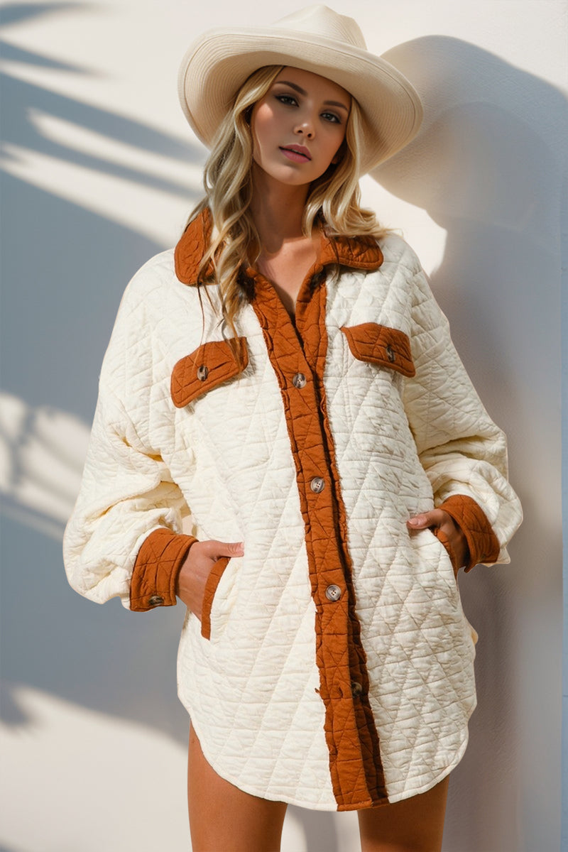 HALLE BUTTON UP QUILTED SHACKET by RAËLIV