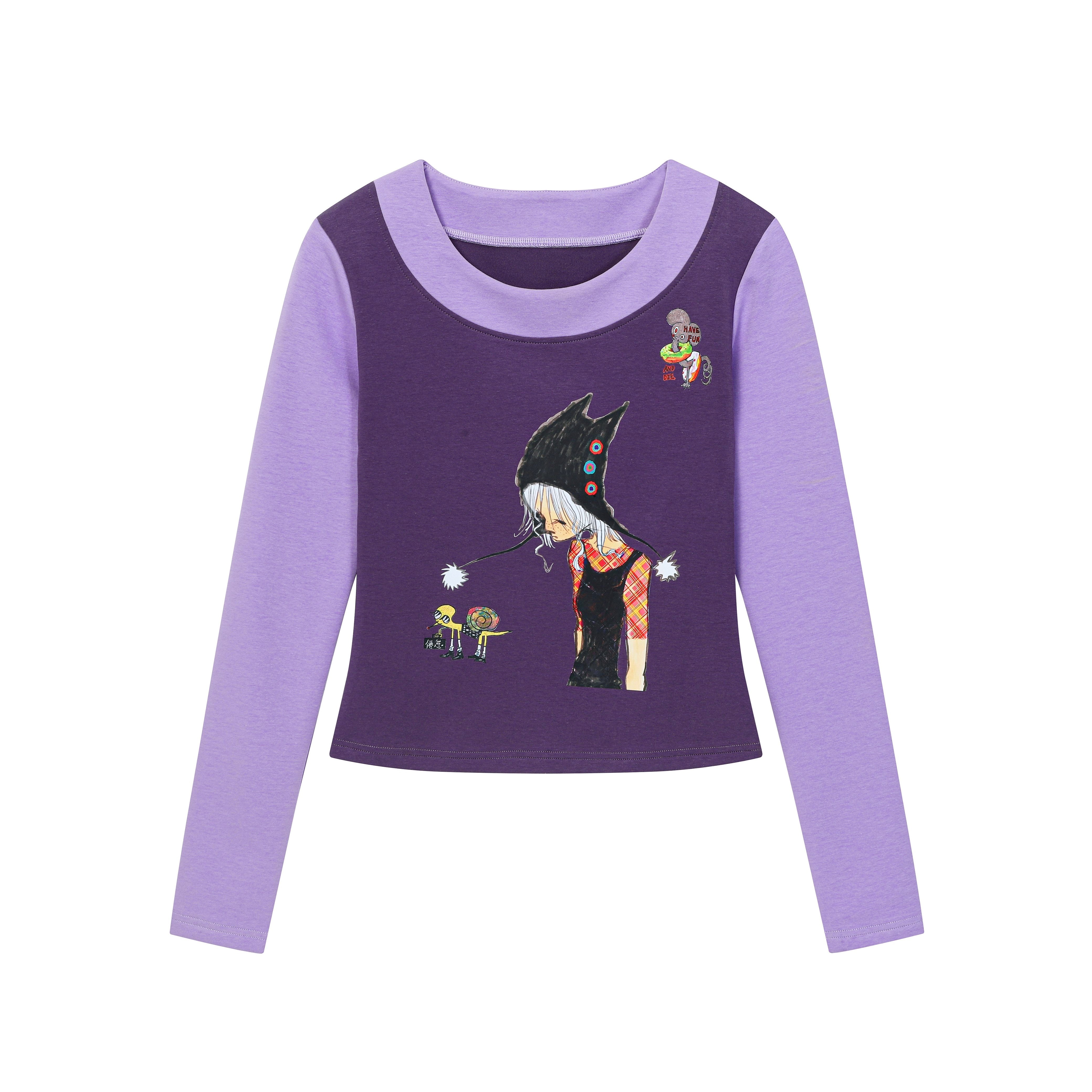 Purple Patchwork Slim Y2K Top – BlackBerry by Land Decora