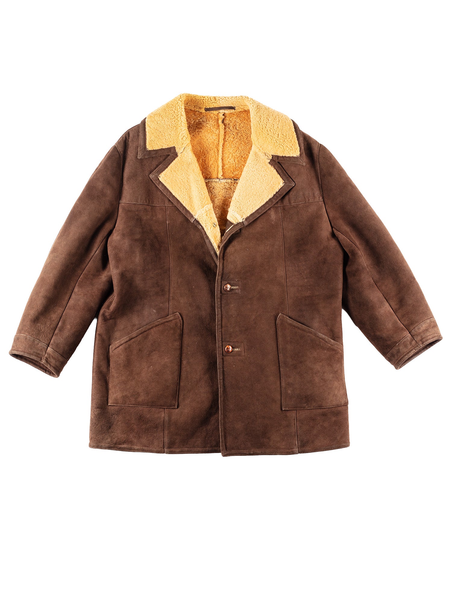 Vintage 70's Men Sheepskin Coat in Brown by Northern Grip