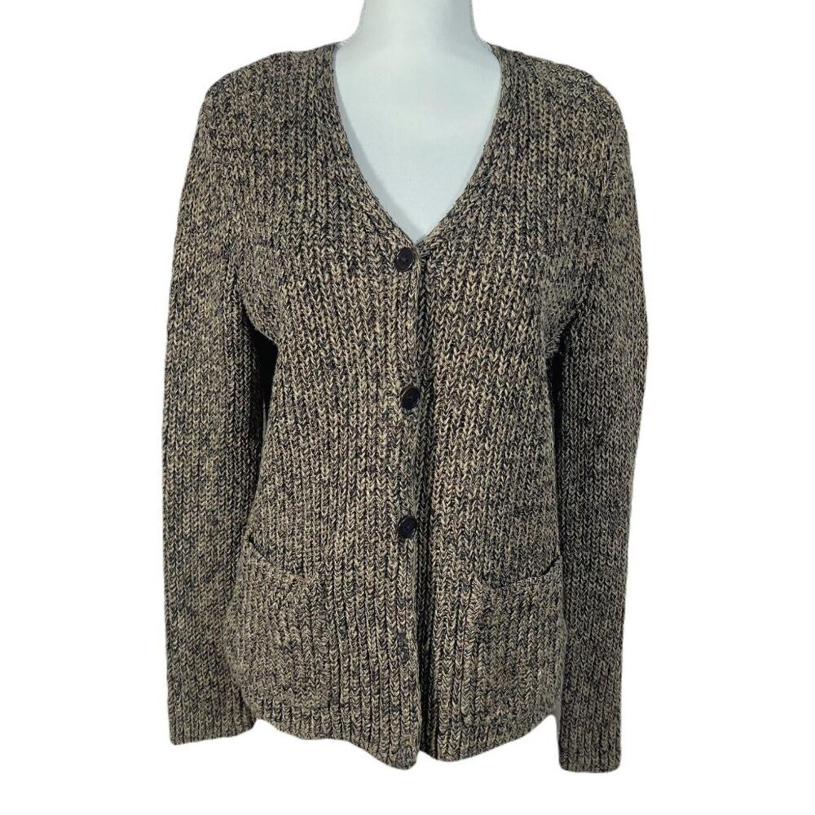Ralph Lauren Vintage Chunky Knit Button Up Cardigan Tan and Brown Size by Hot Girl Secondhand