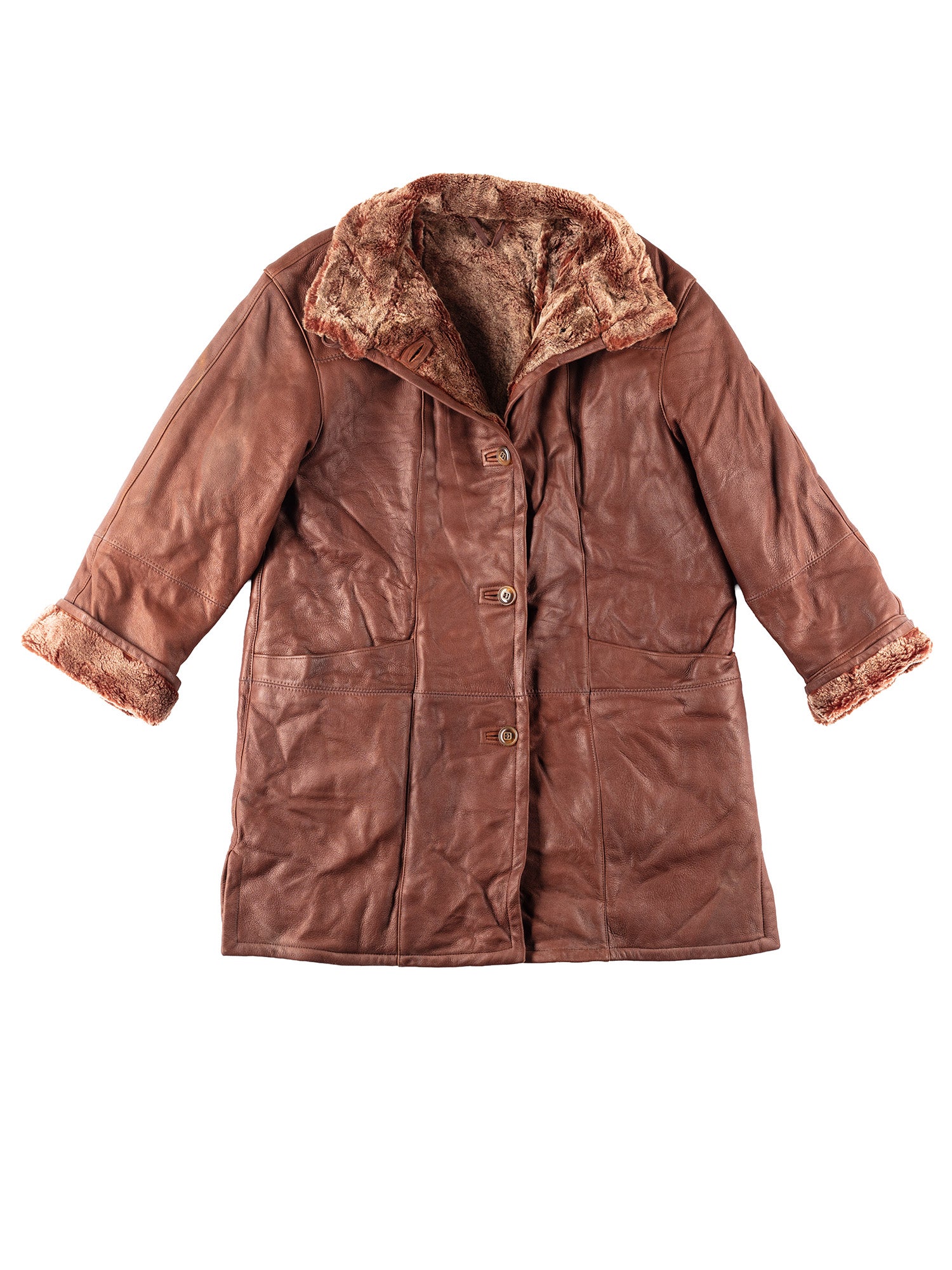 Vintage 90's Women Sheepskin Coat in Brown by Northern Grip