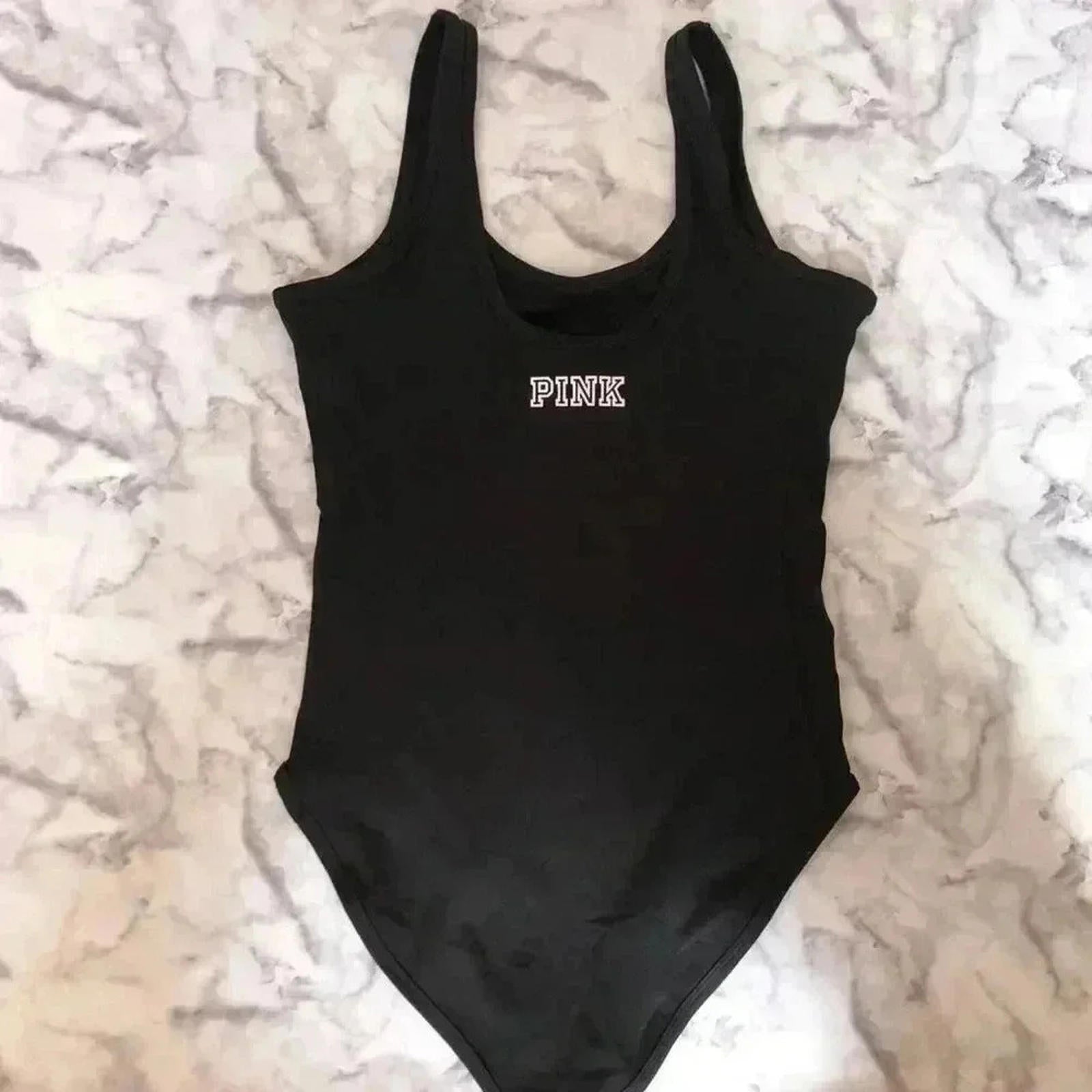 NWT VS PINK Victoria's Secret Black Bodysuit Women's Size S by Hot Girl Secondhand