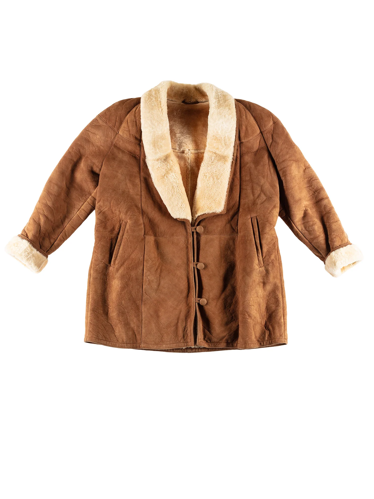 Vintage 80's Women Sheepskin Coat in Brown by Northern Grip