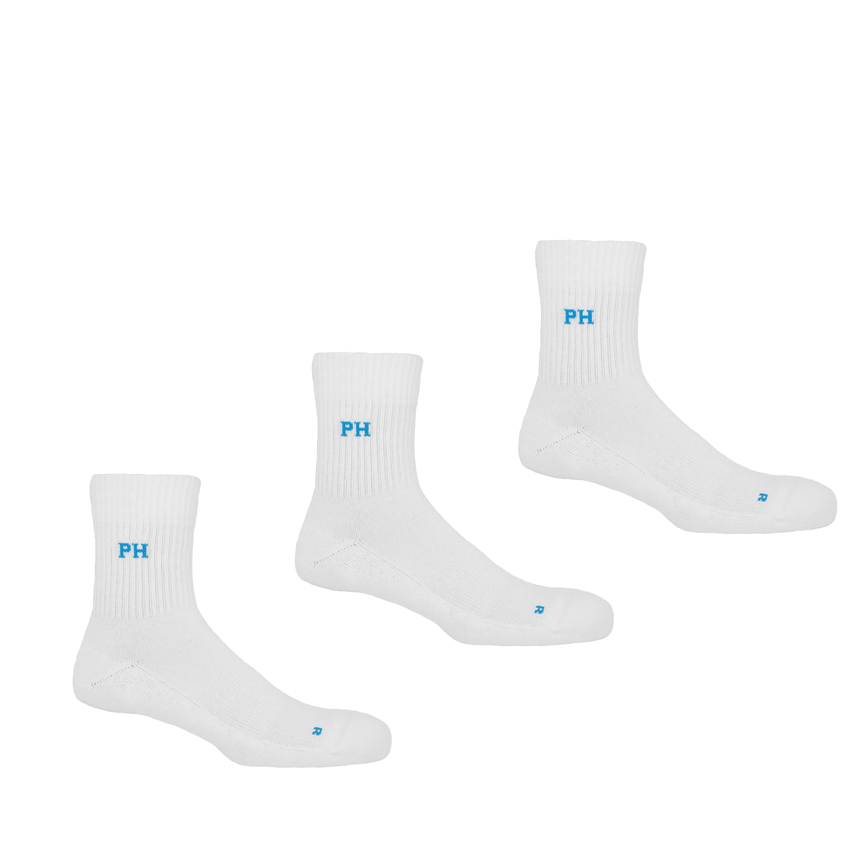 3 Pack Essential Quarter Men's Sport Socks - White by Peper Harow