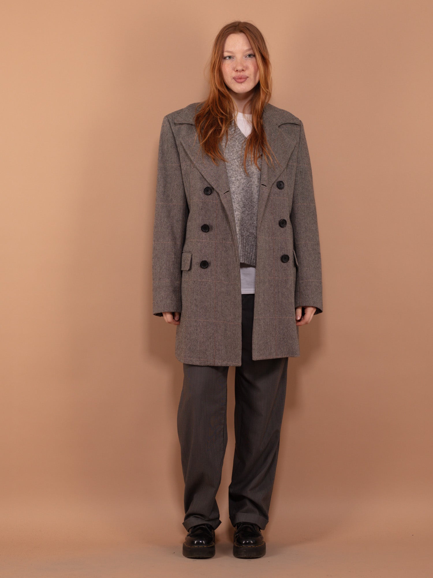 Vintage 90's Women Wool Blend Coat in Gray by Northern Grip