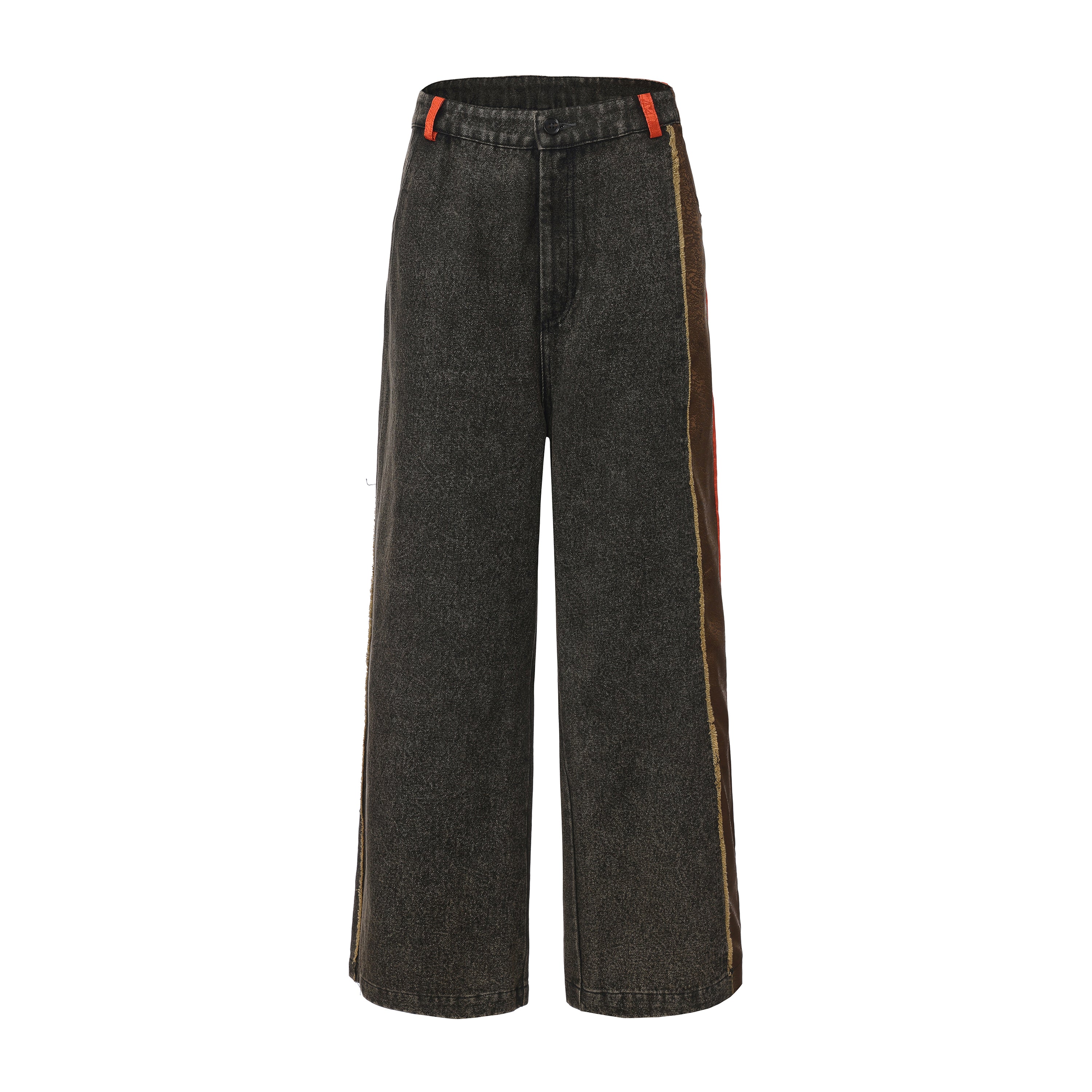Wang Patch Denim Wide Leg Jeans Phoenix Red by DAWANG