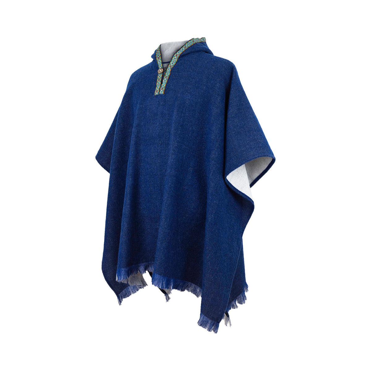 Irachi - Baby Alpaca wool Hooded Unisex Poncho M-XXL - Solid - NAVY BL by ECUALAMA