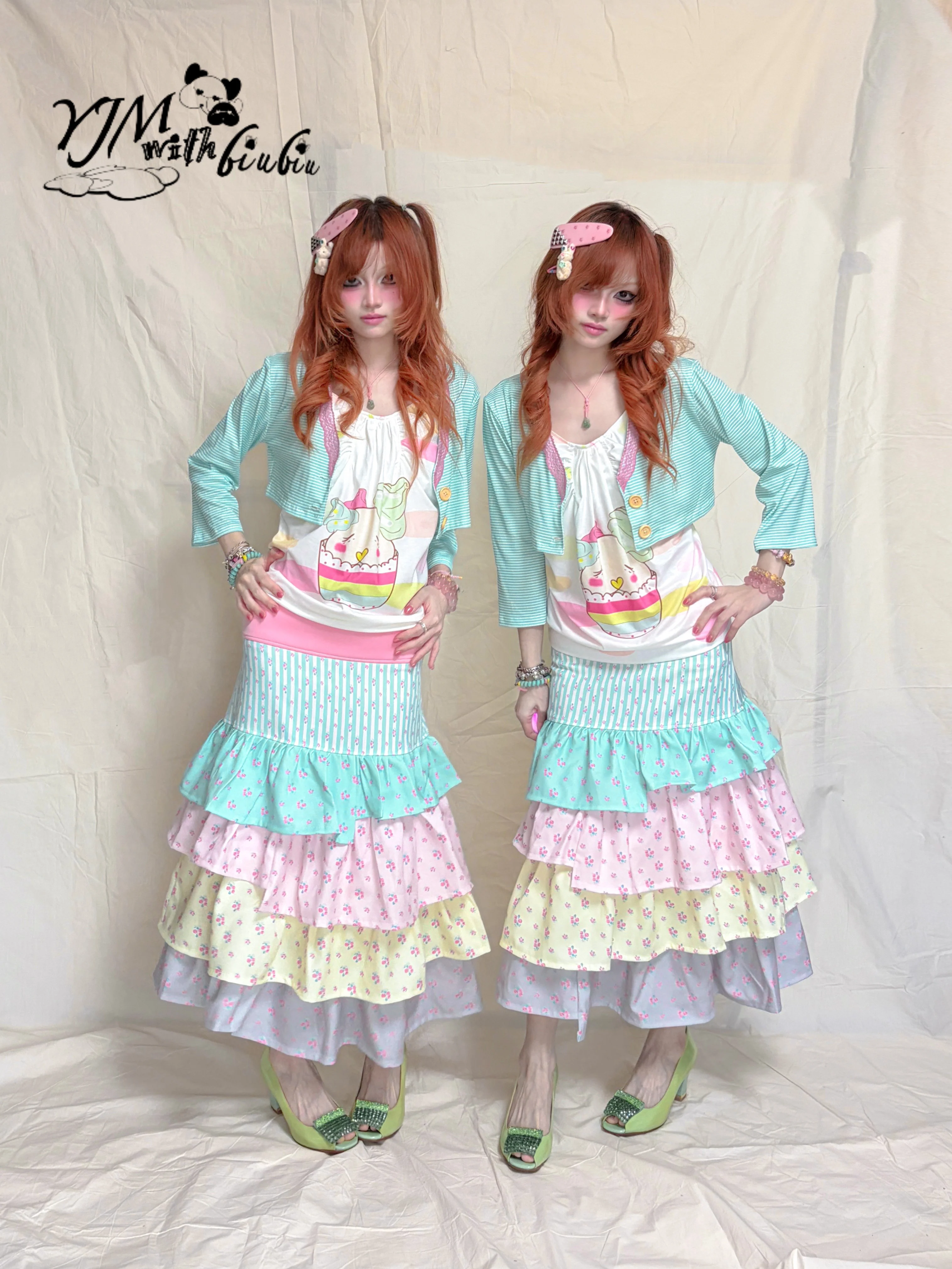 Kawaii Floral Layered Skirt - YJM with biubiu by Land Decora