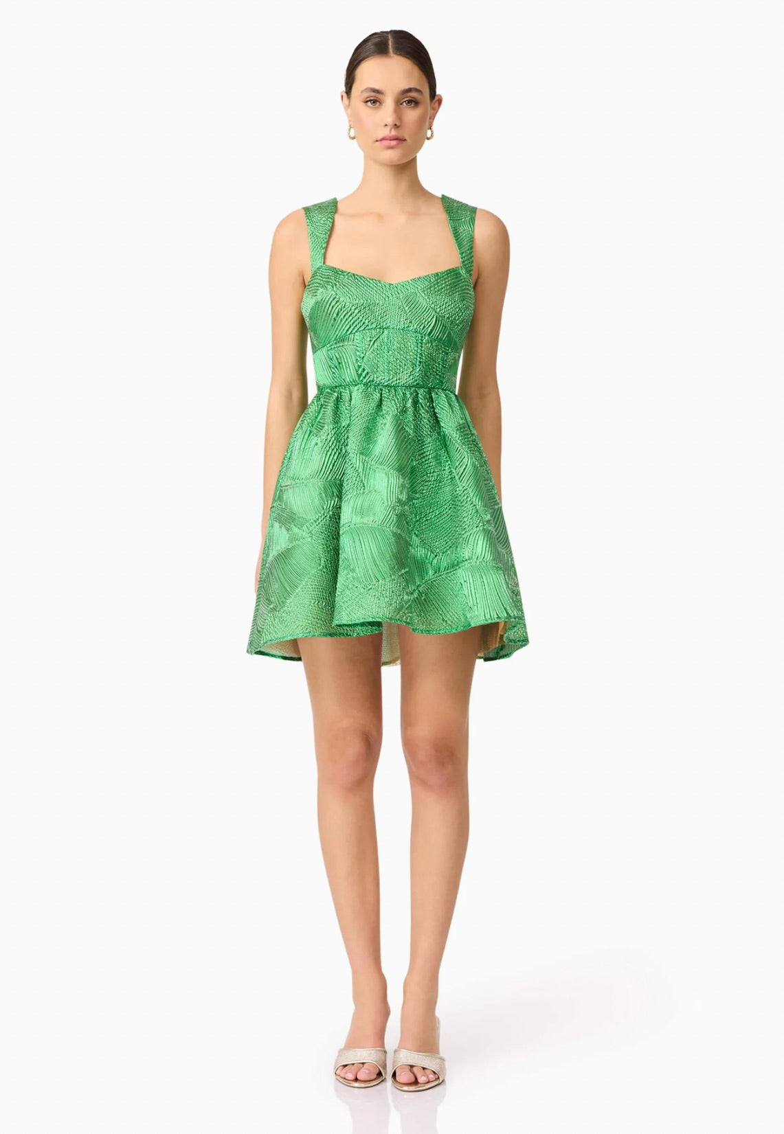 Ginnifer A-Line Mini Dress in Green by Sierra Deene