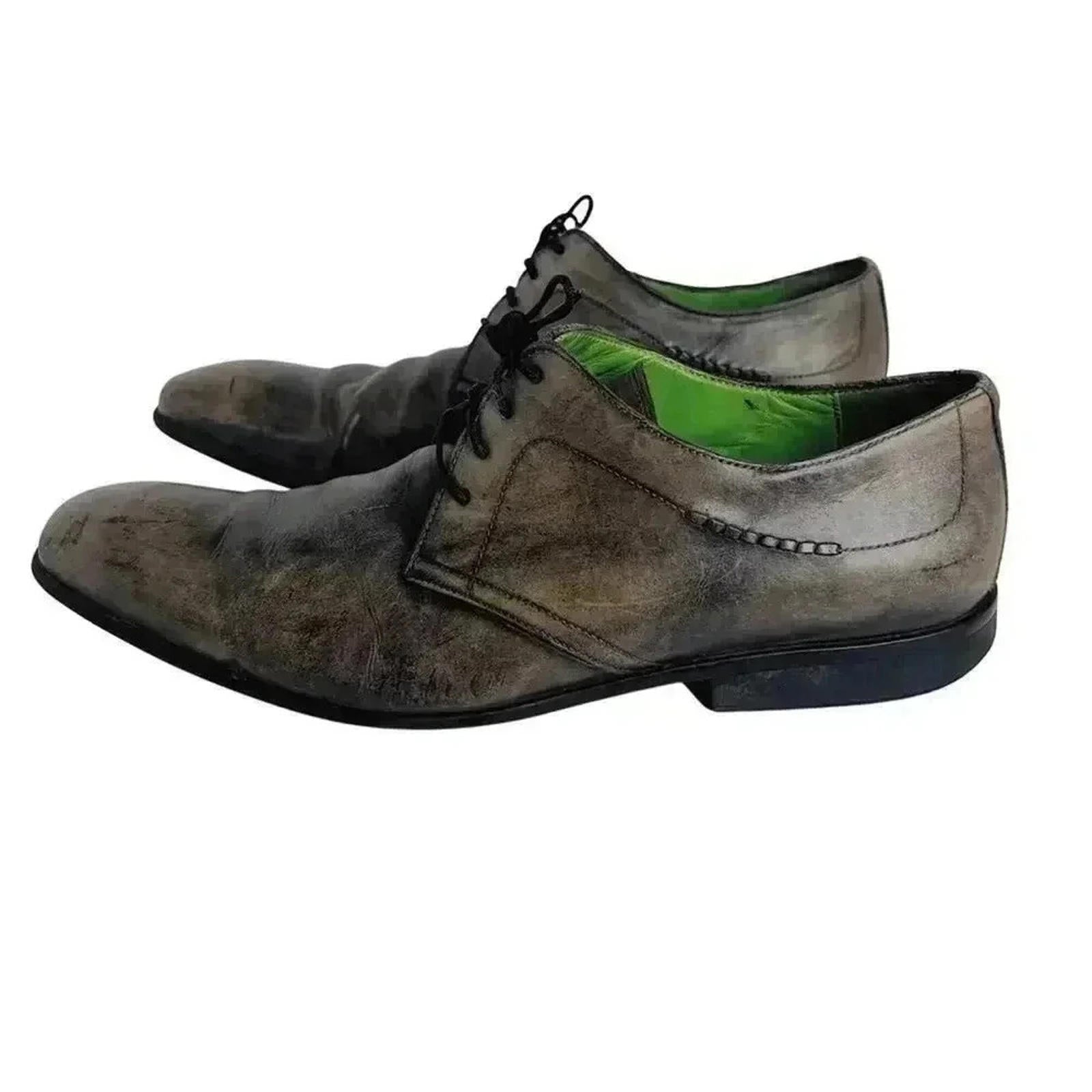 Kenzo Vintage Grey Leather Cap Toe Oxford Pointed Toe Men's Size 9 by Hot Girl Secondhand