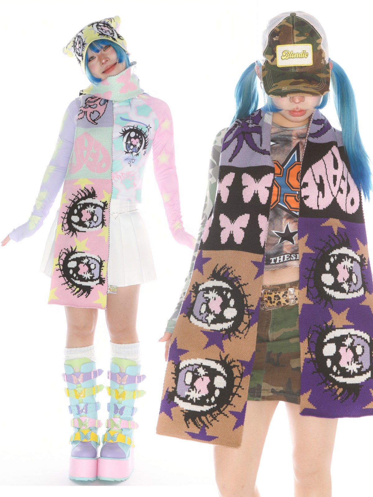 Decora Anime Eye Knit Scarf - DeadEndKids by Land Decora