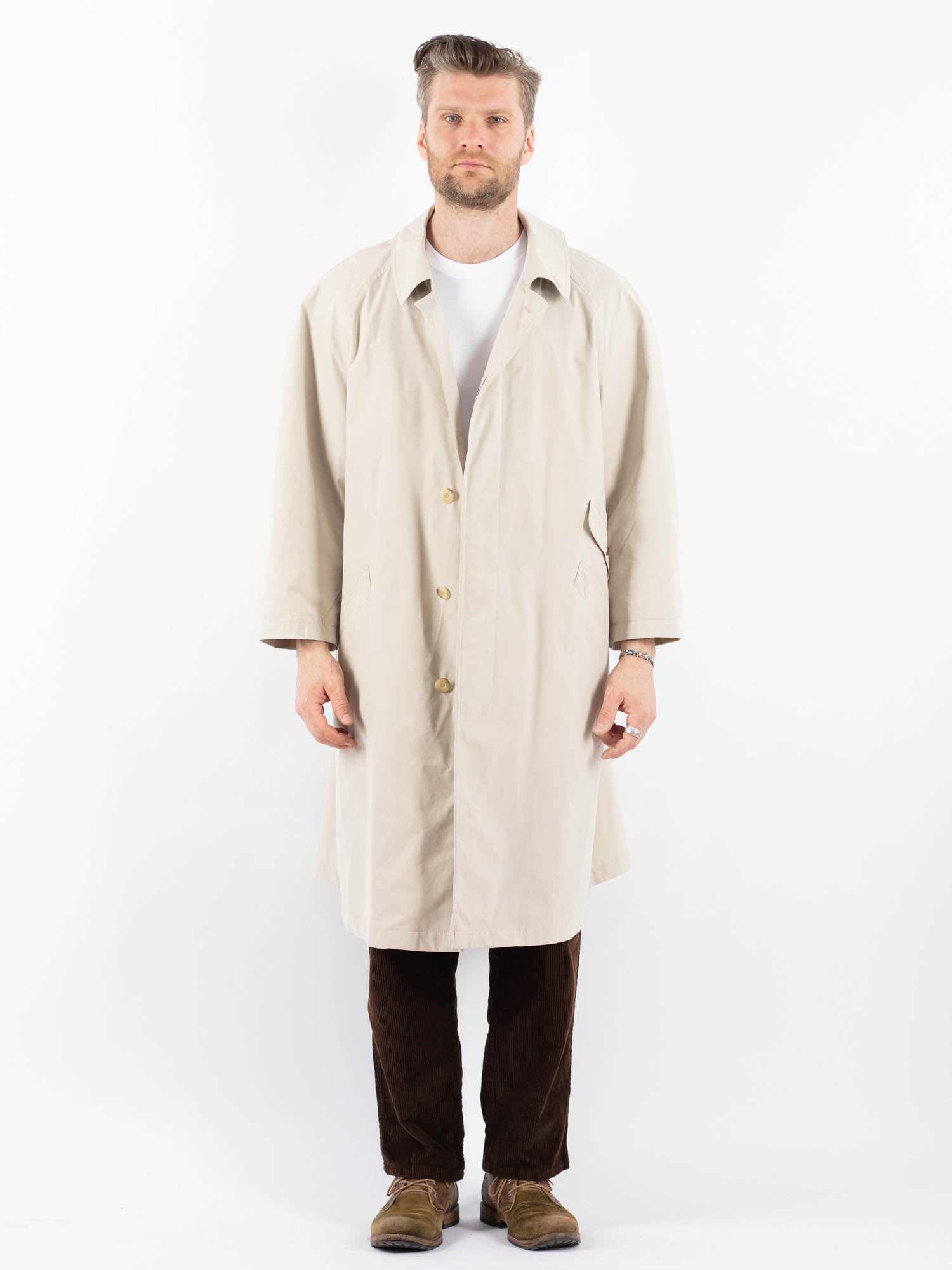 Vintage 70's Men Mac Coat in Beige by Northern Grip