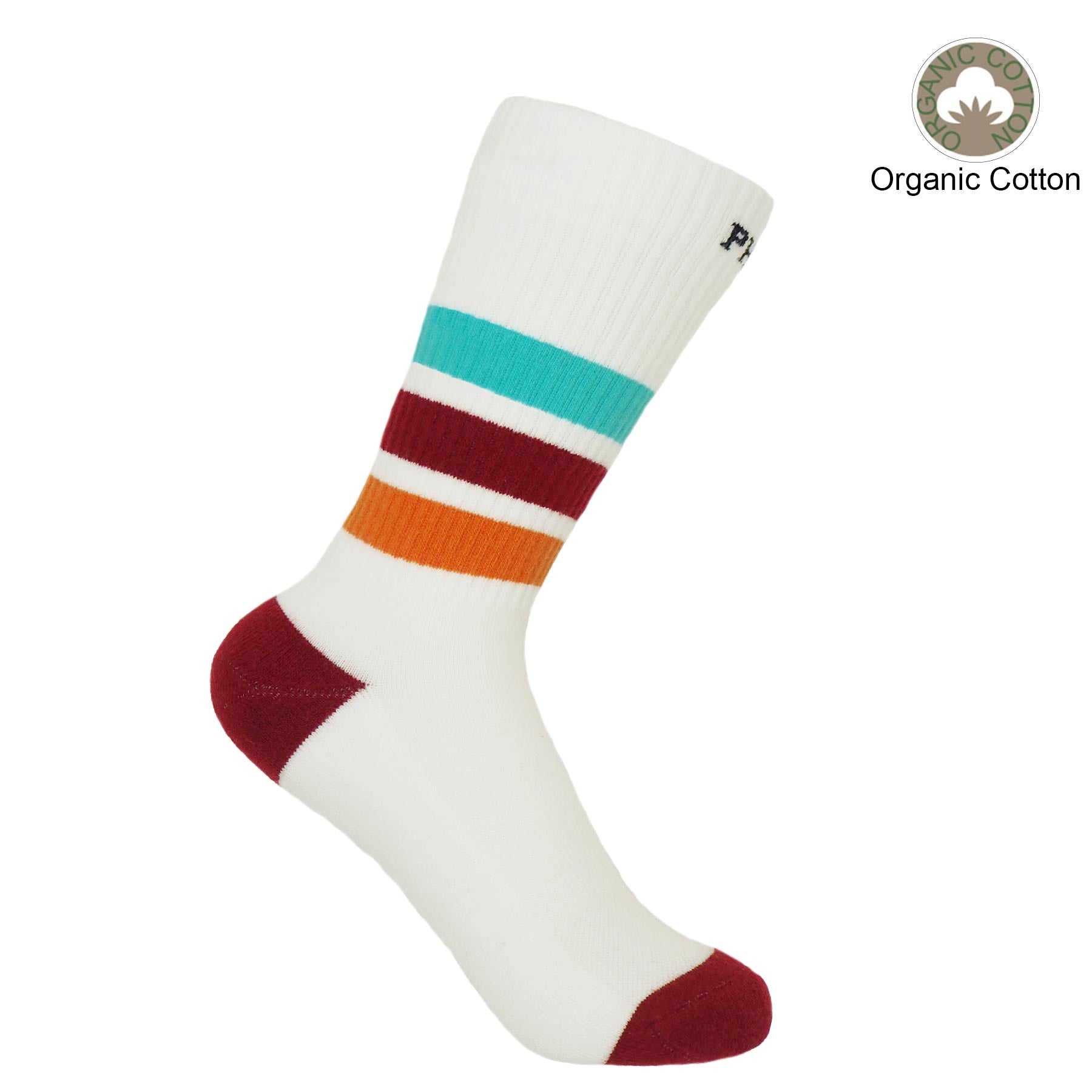Striped Organic Women's Sport Socks - White by Peper Harow