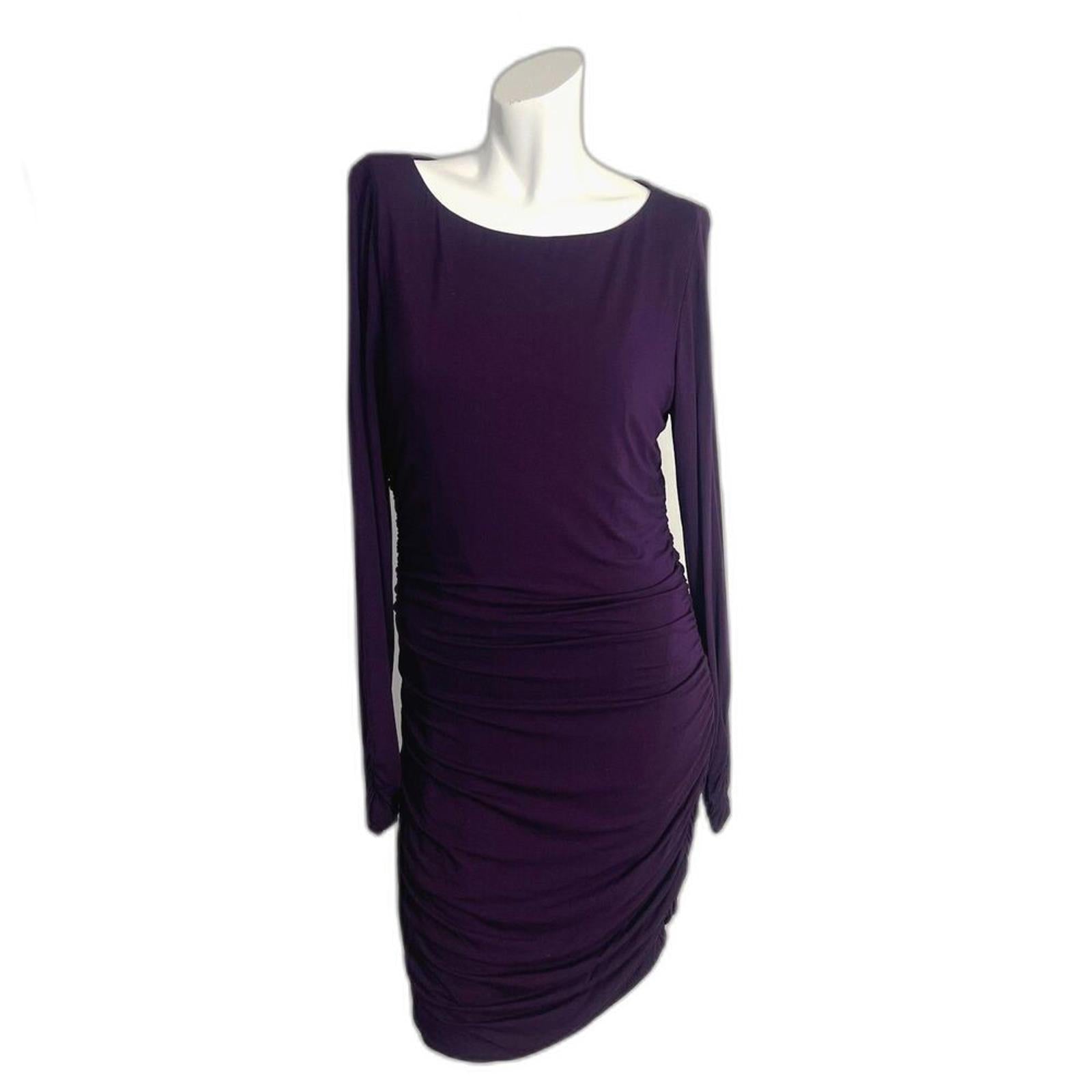 Lauren Ralph Lauren Plum Purple Cocktail Dress Ruched Long Sleeve Size by Hot Girl Secondhand