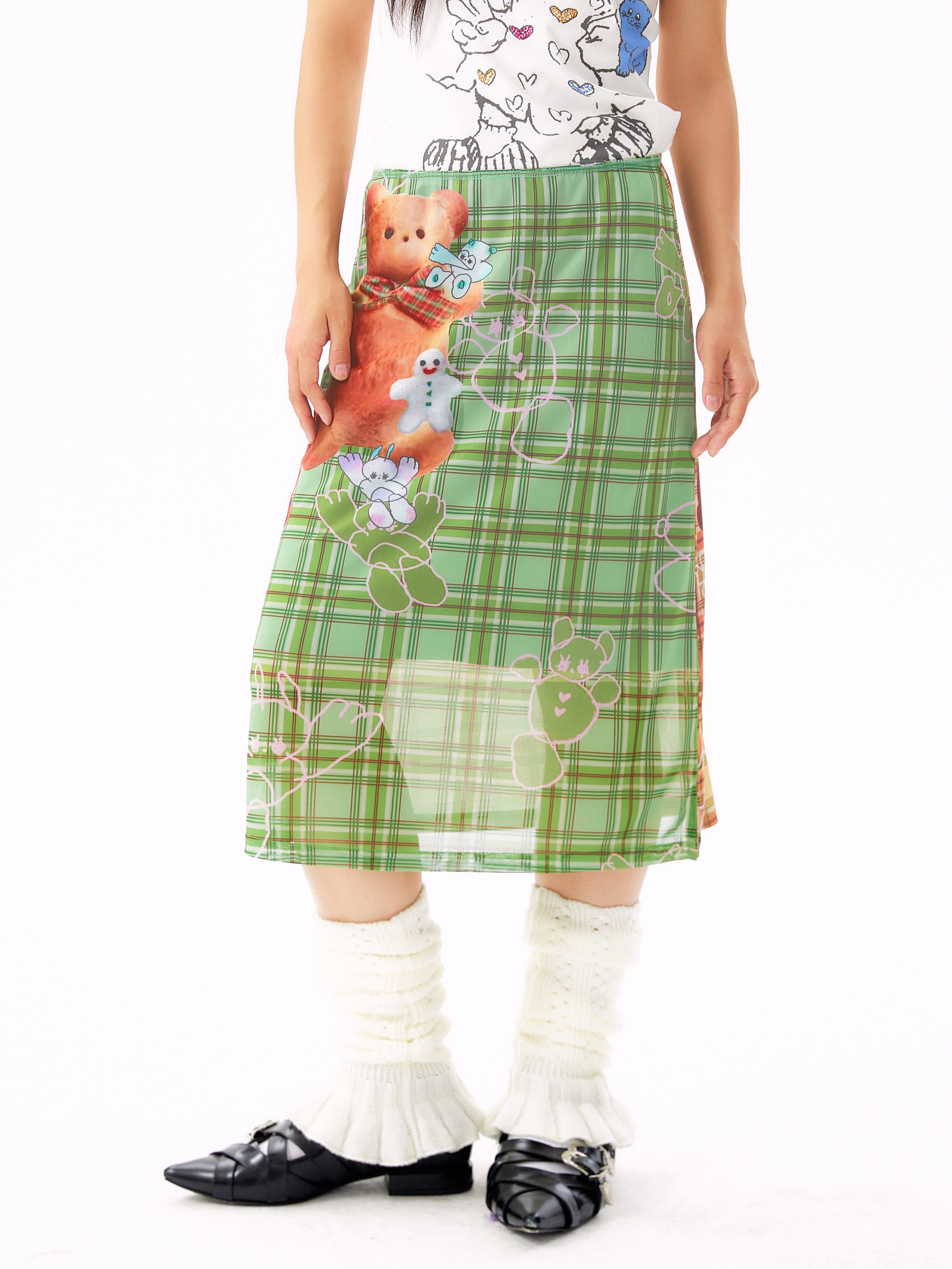 Kawaii Plaid Mesh Skirt - sillysis by Land Decora