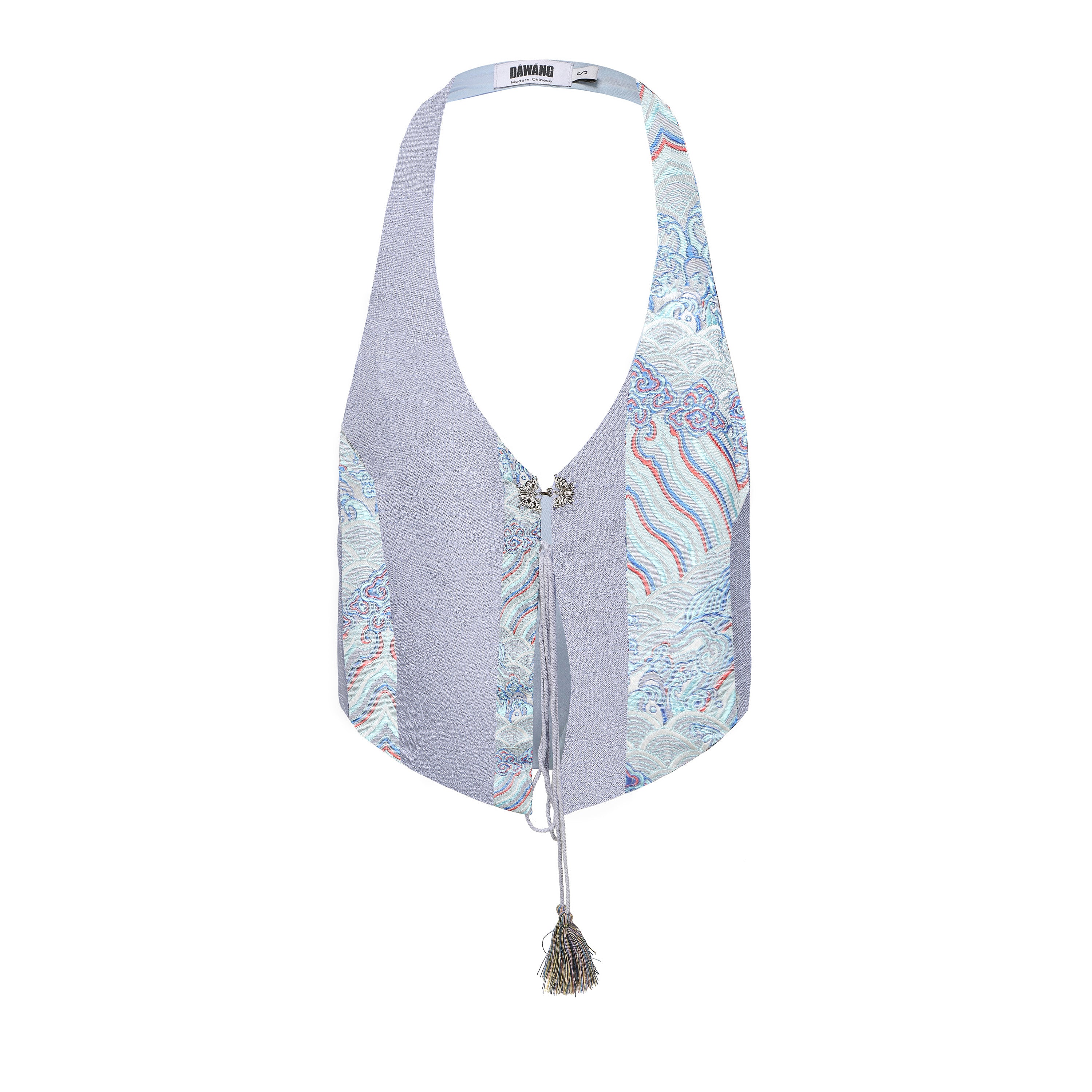 Bei Tie Front Patchwork Vest by DAWANG