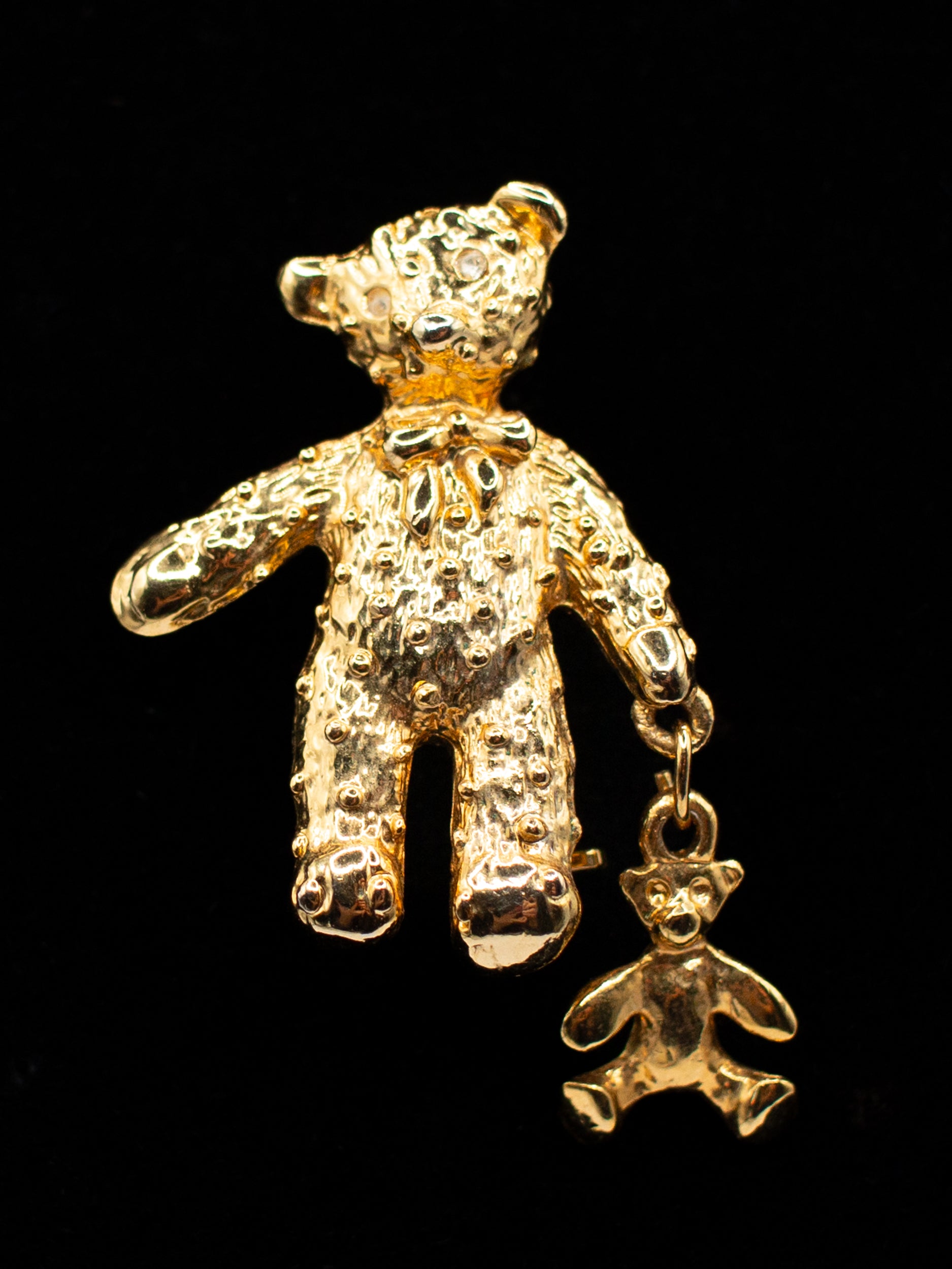 Vintage 80's Gold Tone Teddy Bear Brooch by Northern Grip