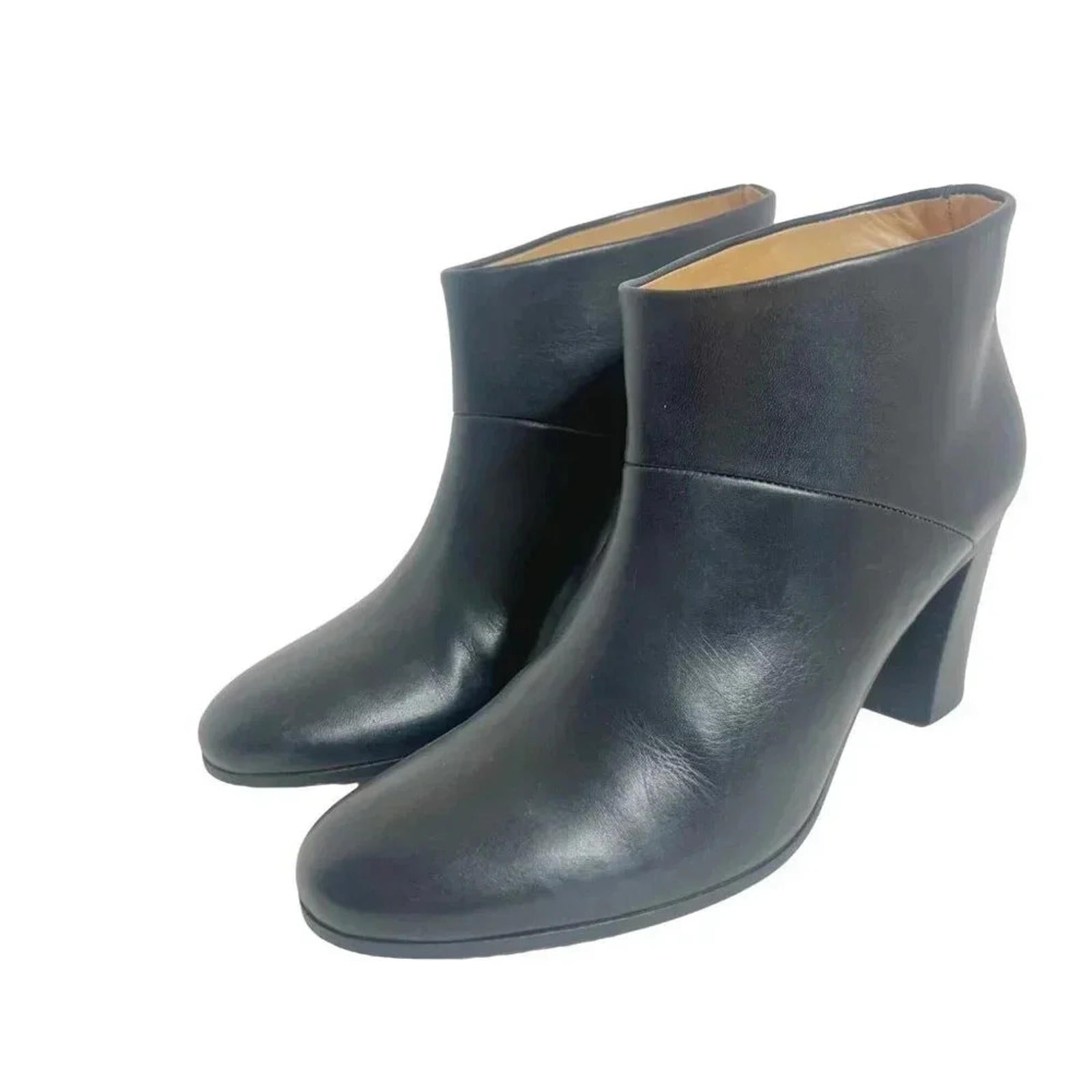Maison Martin Margiela Paris Black Leather Heeled Booties Size 37 38WU by Hot Girl Secondhand