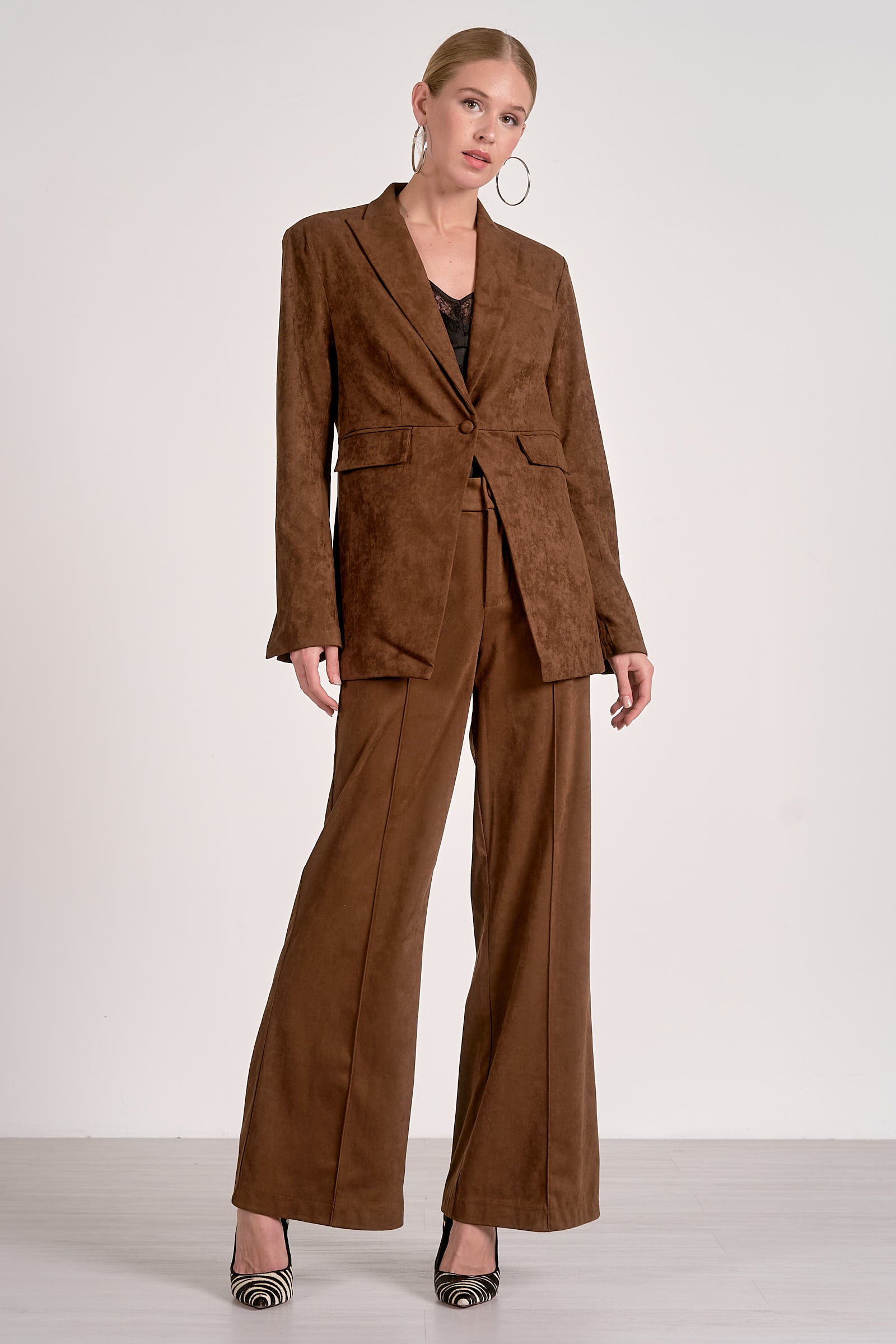 Elan Suede High Waist Pants in Chocolate by Sierra Deene