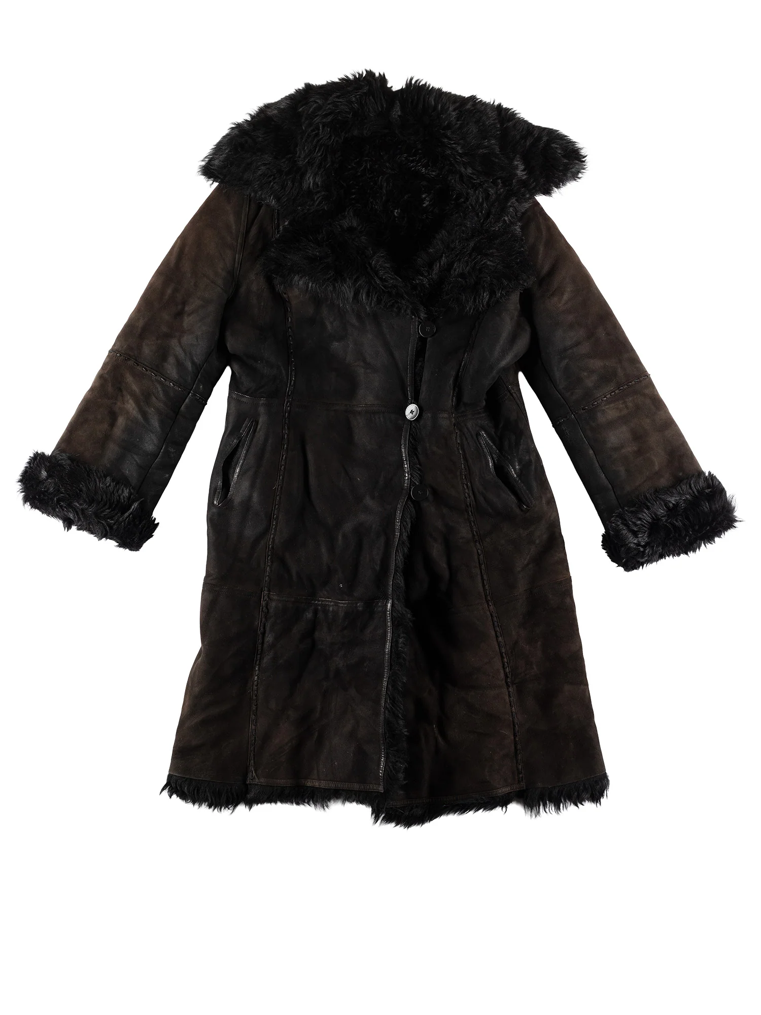 Vintage 70's Women Penny Lane Sheepskin Coat in Black by Northern Grip