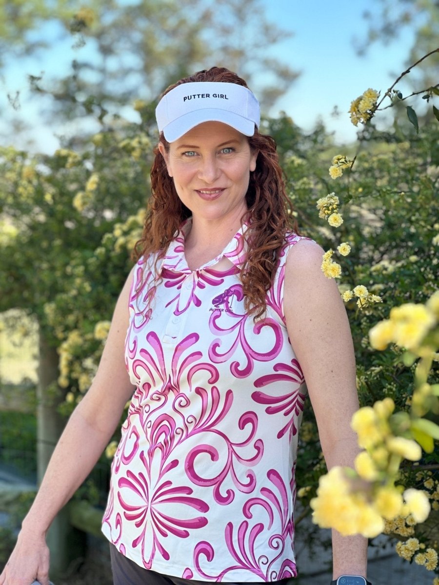 Purple Paisley Sleevless Polo by Putter Girl