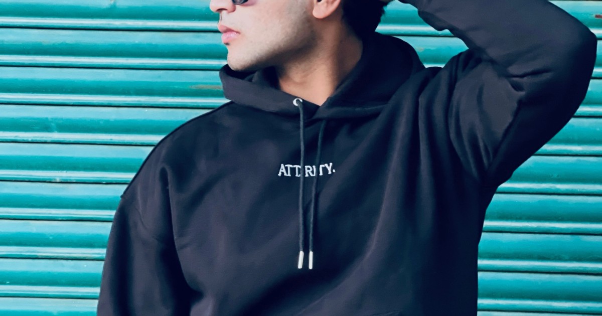 Noir Solid Hoodie by Attirity