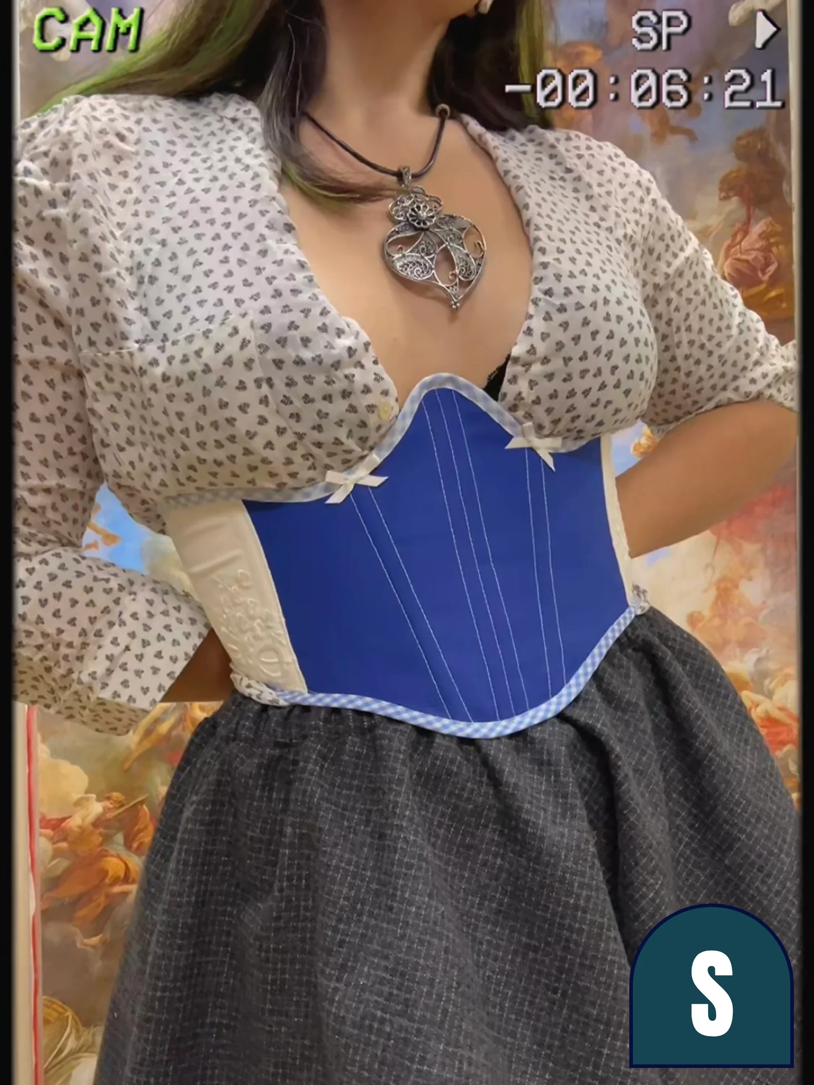 Blue Bows Underbust Corset by Emjota Studio