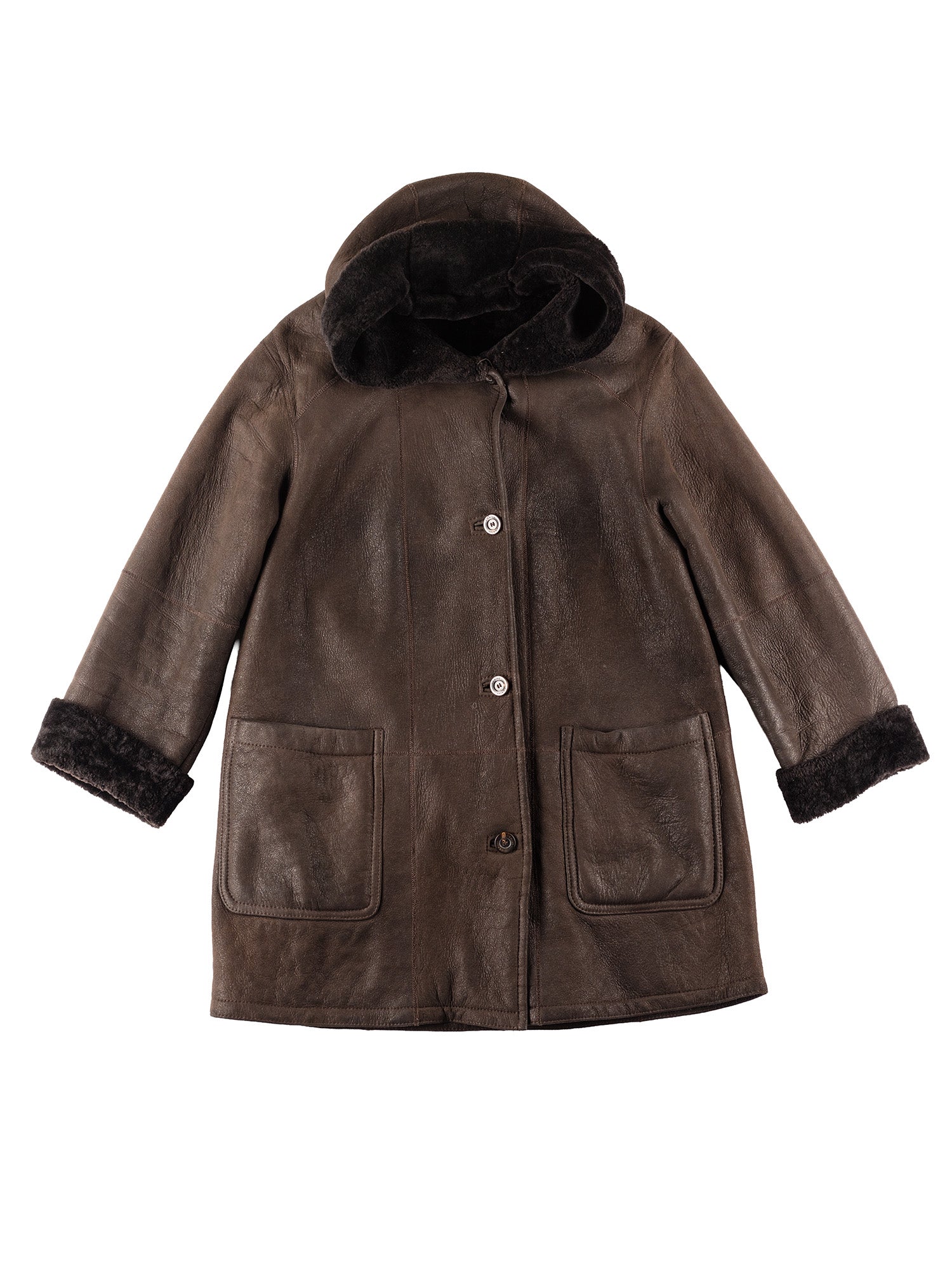 Vintage 80's Women Sheepskin Coat in Brown by Northern Grip
