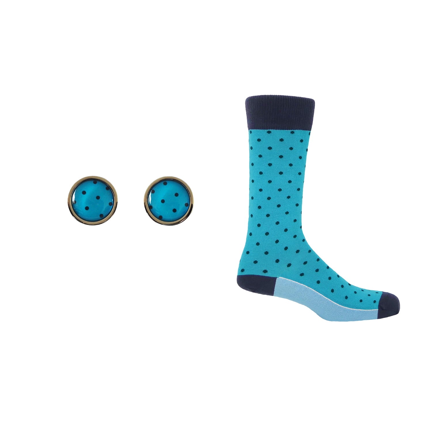 Groom's Set - Pin Polka Socks & Azure Cufflink by Peper Harow
