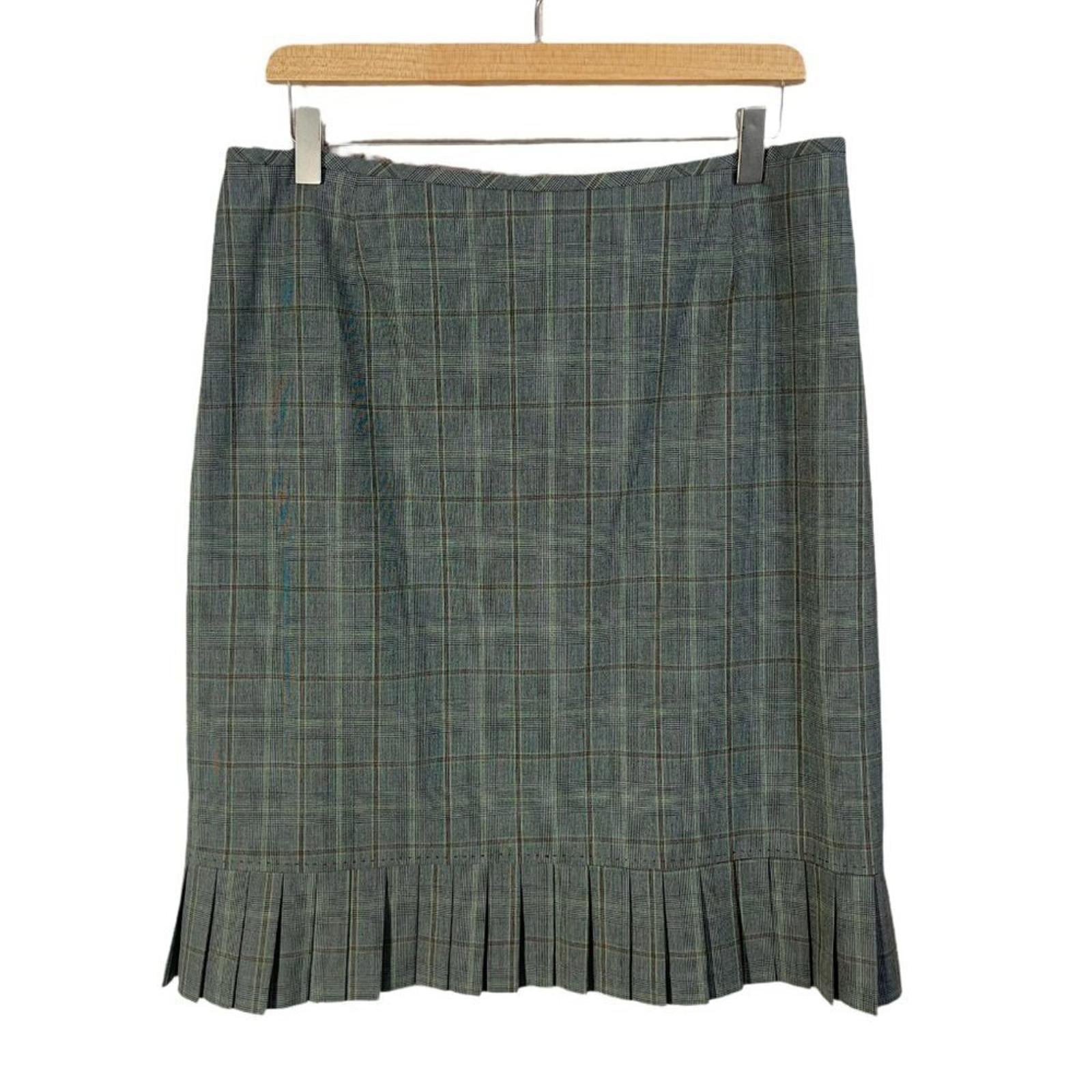 y2k Tahari Vintage Grey Green Plaid Pencil Skirt Pleated Office Siren by Hot Girl Secondhand